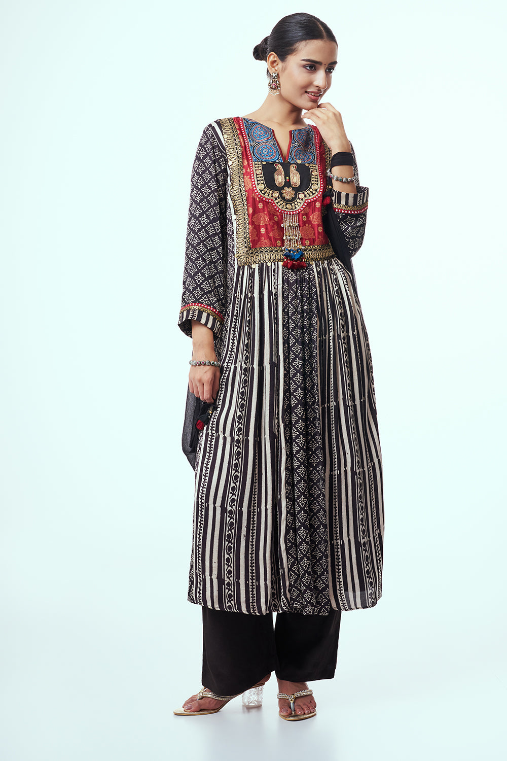 Multicolour Modal Indo Western with Mirror Work