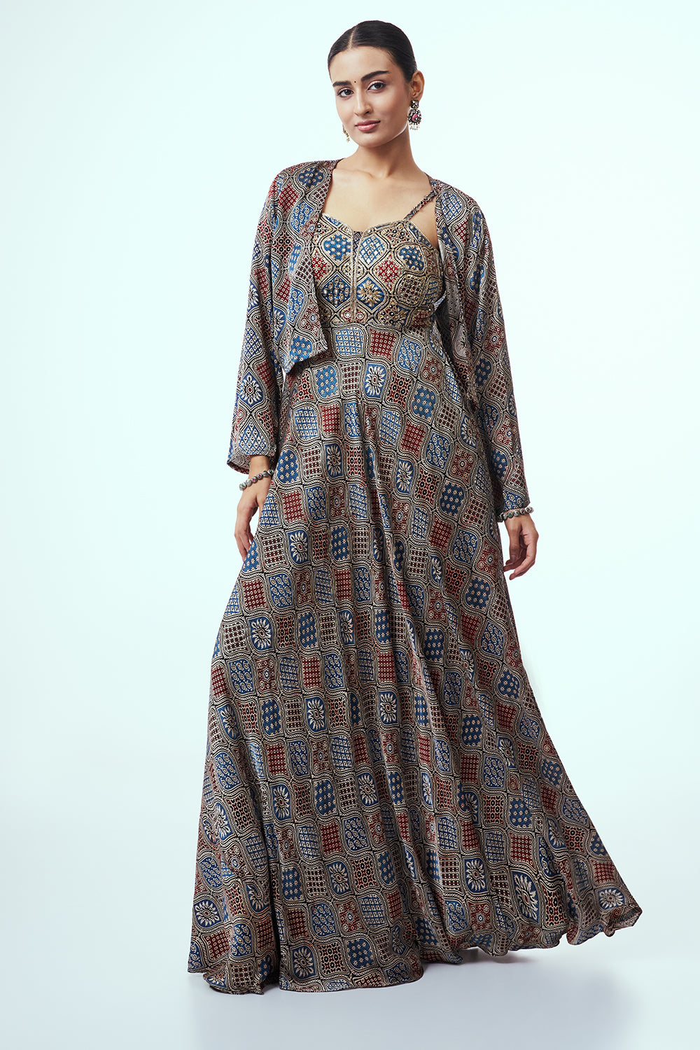 Multicoloured Modal Indo Western with Cutdana Work