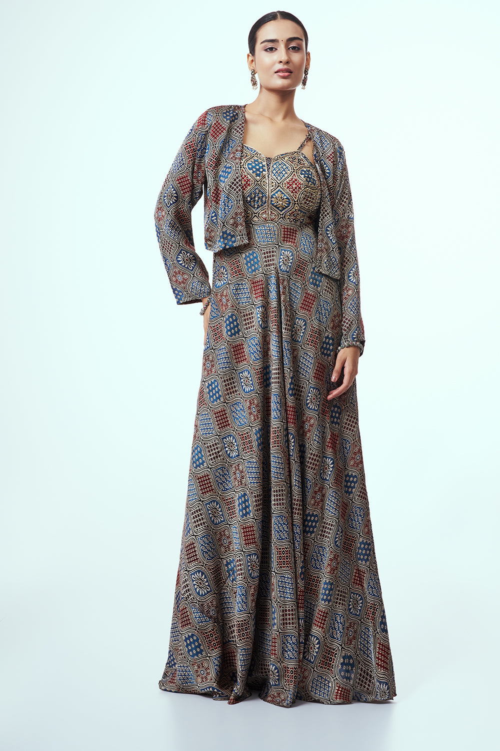 Multicoloured Modal Indo Western with Cutdana Work
