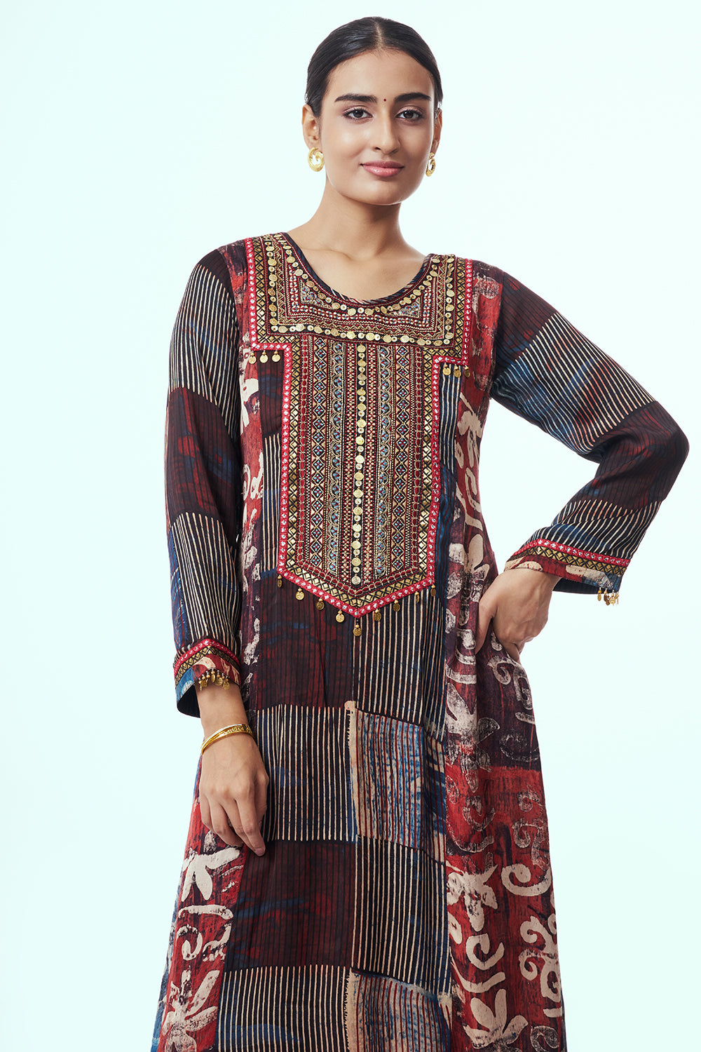 Multicoloured Modal Indo Western with Thread Work