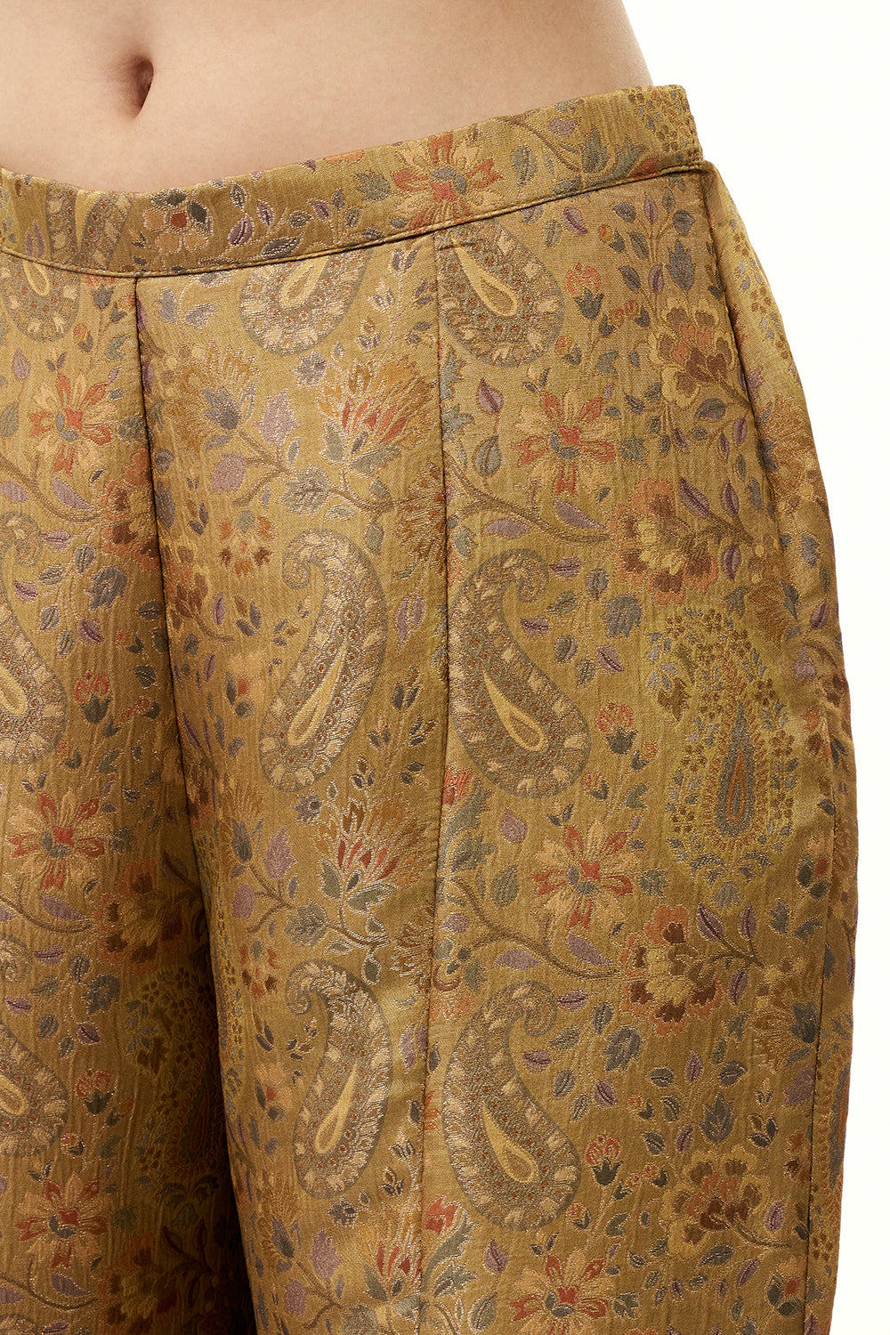 Mustard Art Silk Palazzo Set with Zardosi and Mirror Work