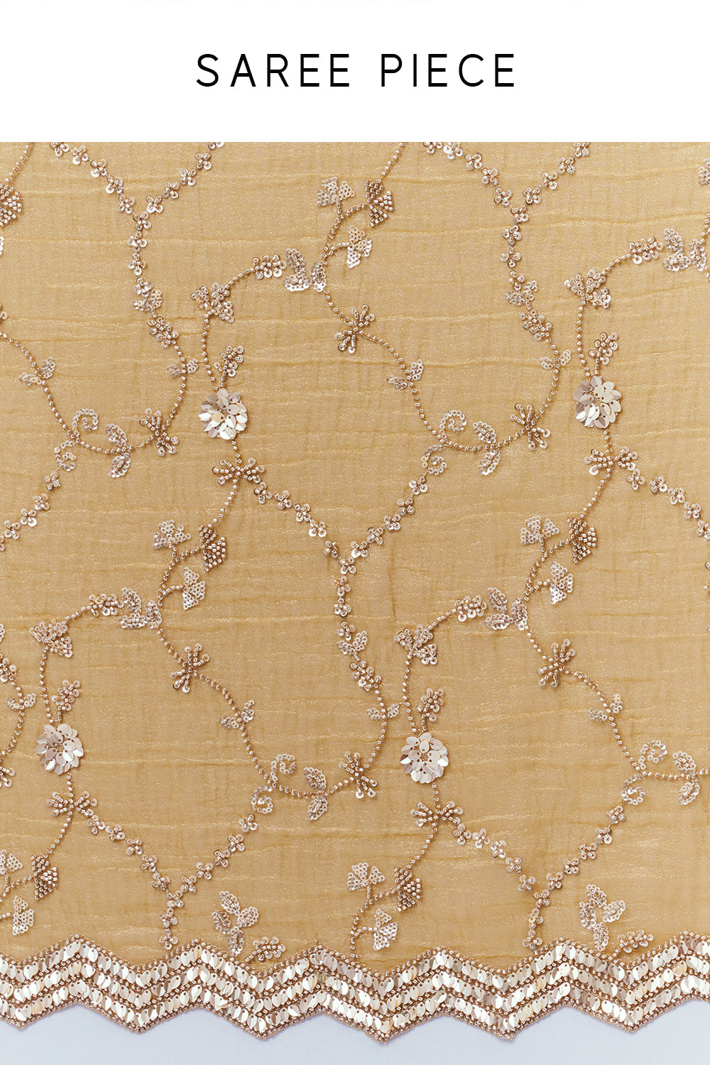 Mustard Crush Organza Saree with Cutdana Jaal