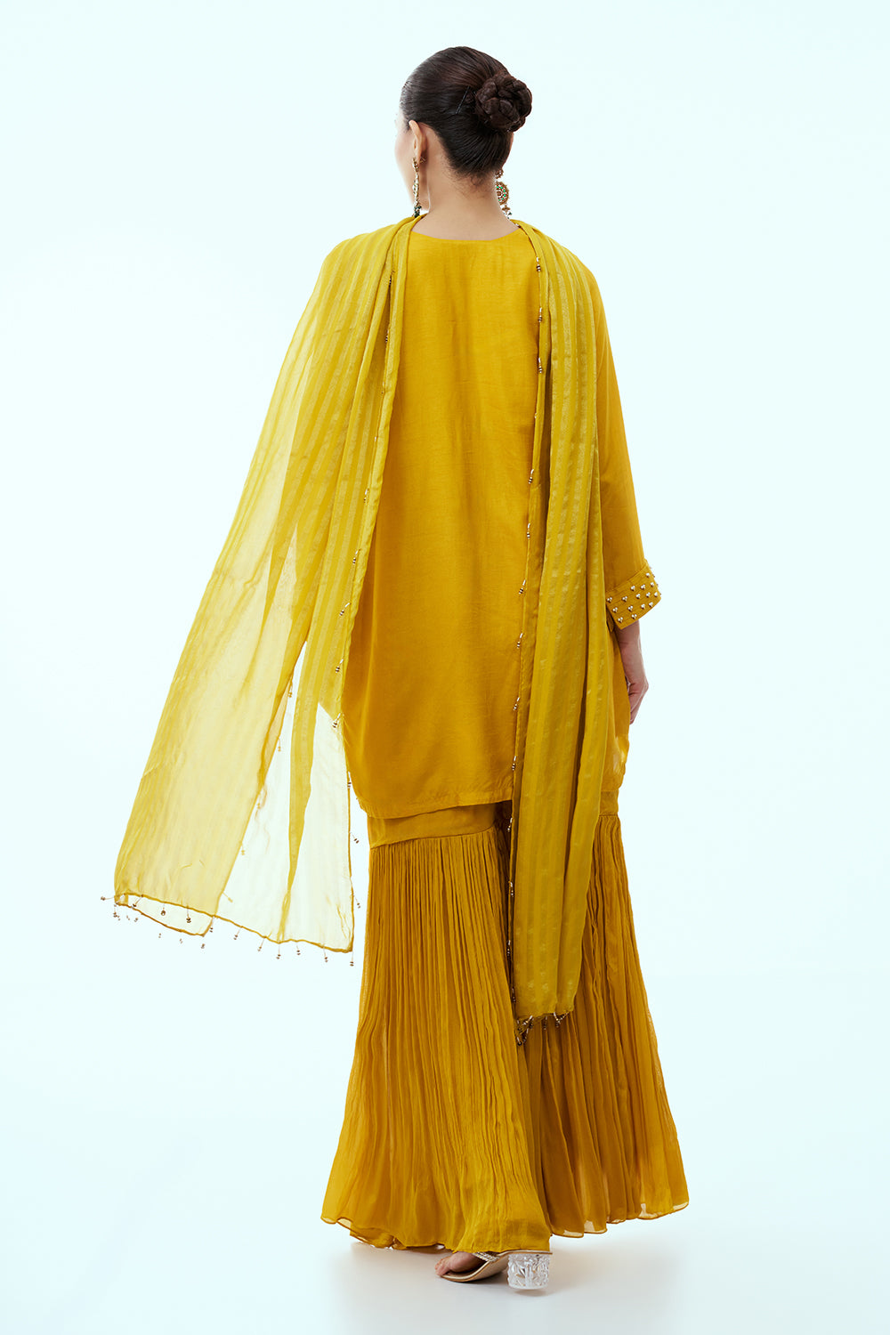 Mustard Sharara Suit with Colourful Zari and Sequin Embroidery