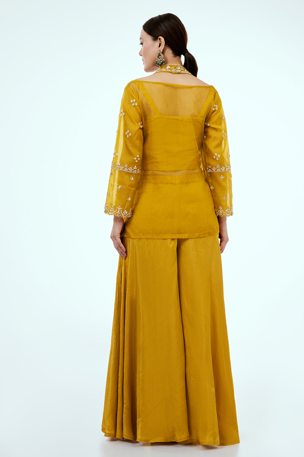 Mustard Yellow Uppada Silk Co-ord Set with Zardosi Work