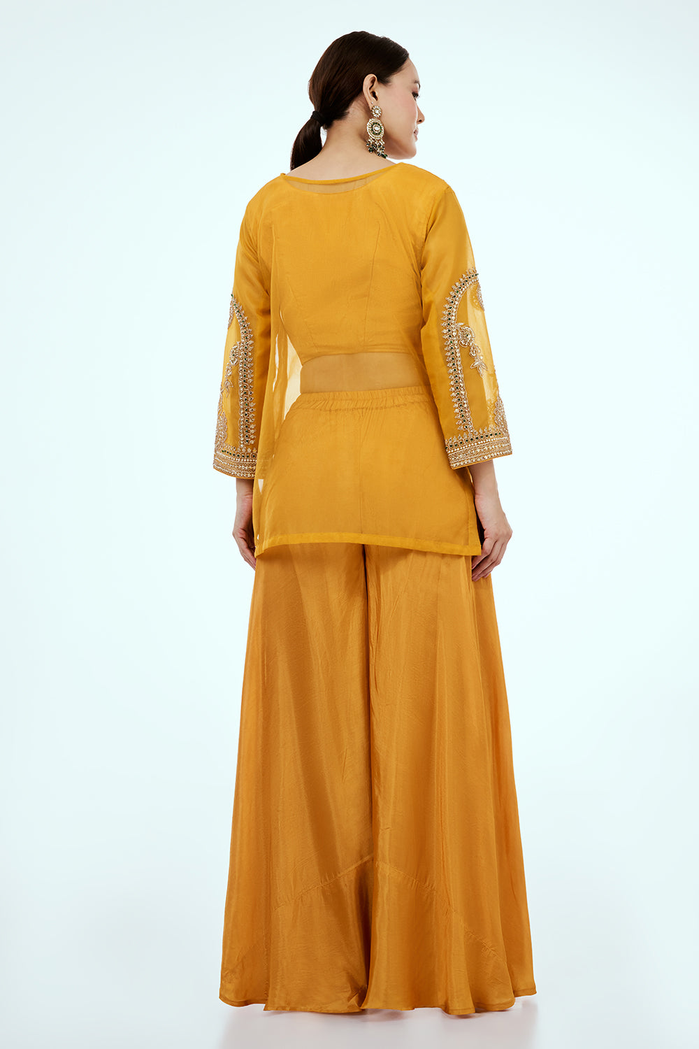 Mustard Uppada Silk Co-ord Set with Zardosi Work