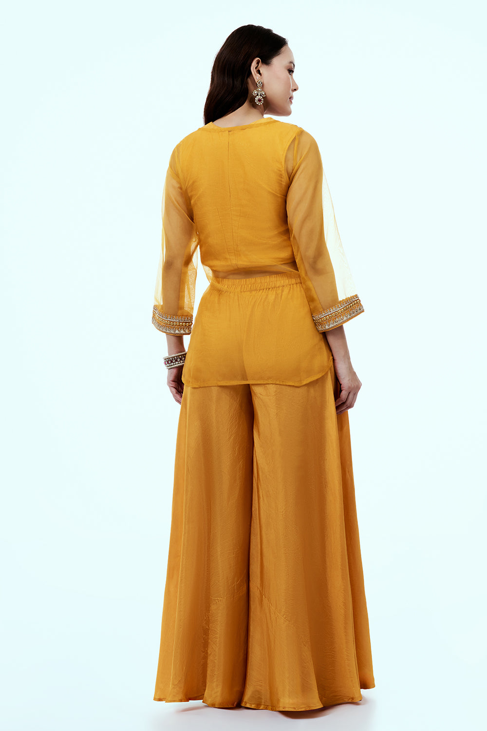 Mustard Uppada Silk Suit Set with Gota Work