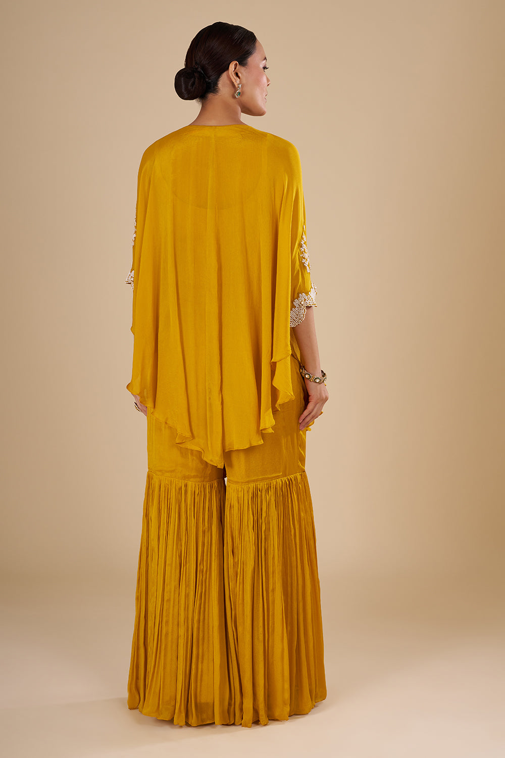 Mustard Yellow Chinon Kaftan Set