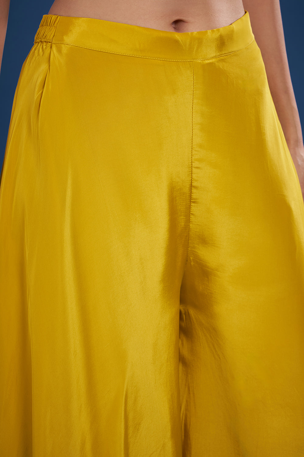 Mustard Yellow Crepe Cape Set with Floral Print and Embroidery