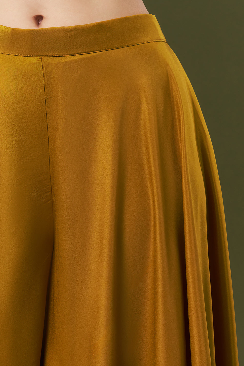 Mustard Yellow Crepe Coord Set with Sequin and Zari Work