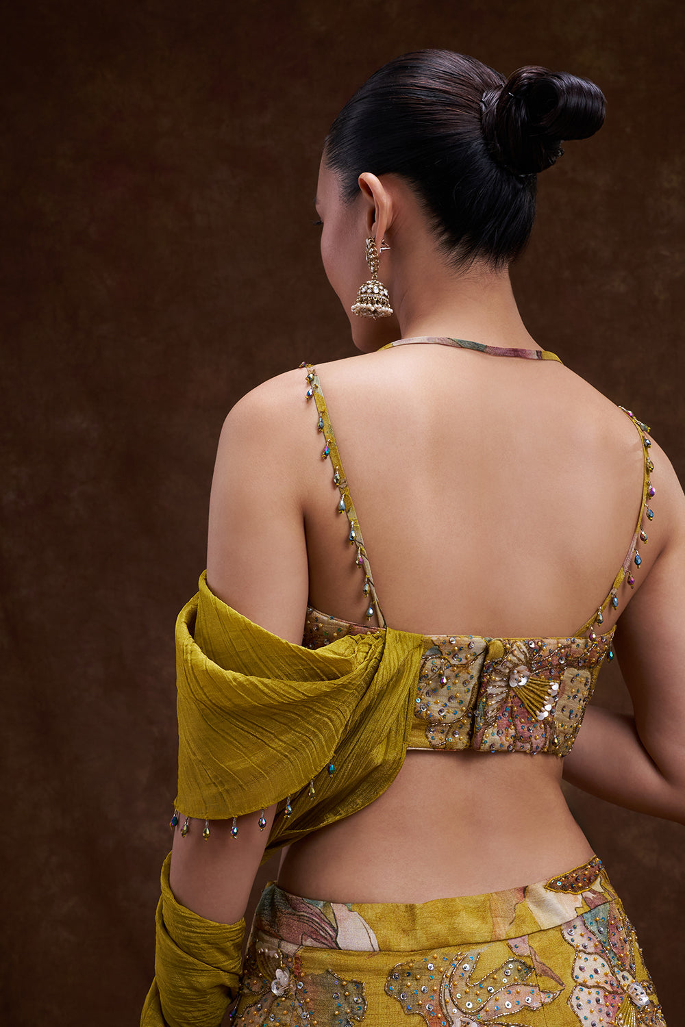 Mustard Yellow Floral Embellished Lehenga Set