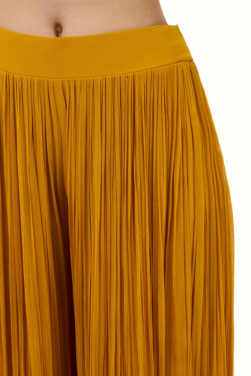 Mustard Yellow Georgette Palazzo Suit with Sequin and Bead Work