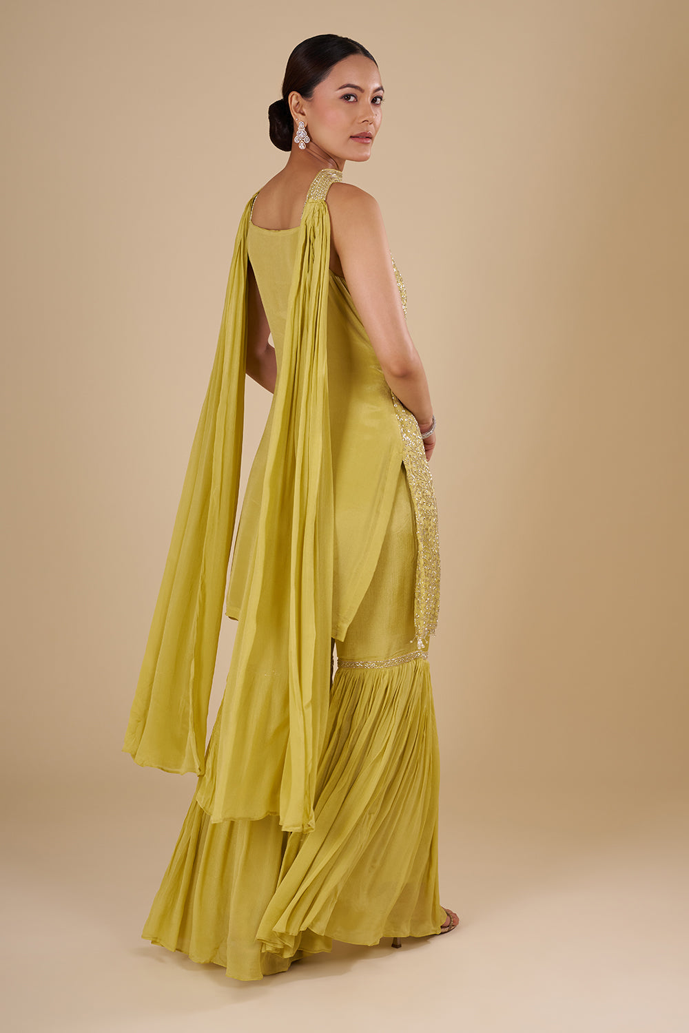 Mustard Yellow Georgette Sharara Set