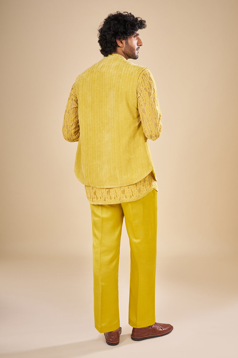 Mustard Yellow Net Floral Co-ord Set