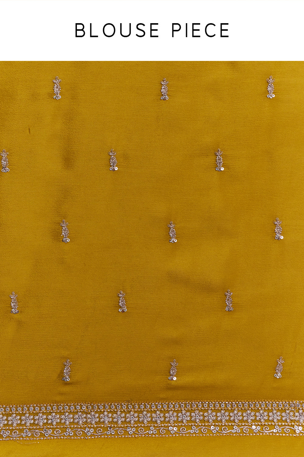 Mustard Yellow Pure Chiffon Saree with Sequin Embroidery And Stitched Blouse