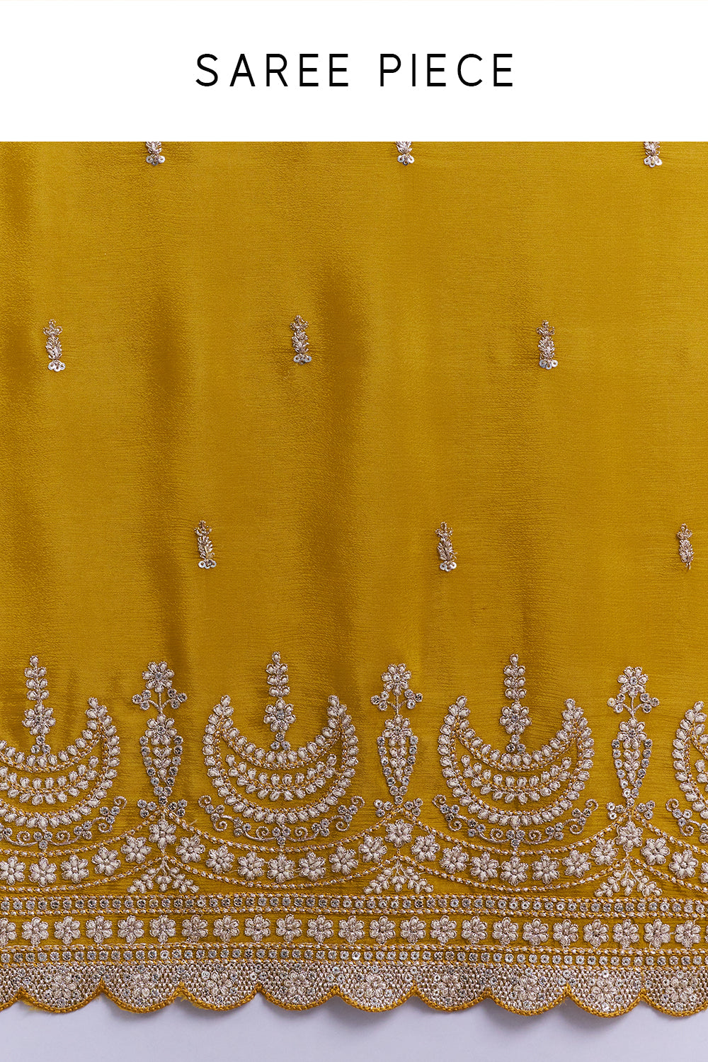 Mustard Yellow Pure Chiffon Saree with Sequin Embroidery And Stitched Blouse
