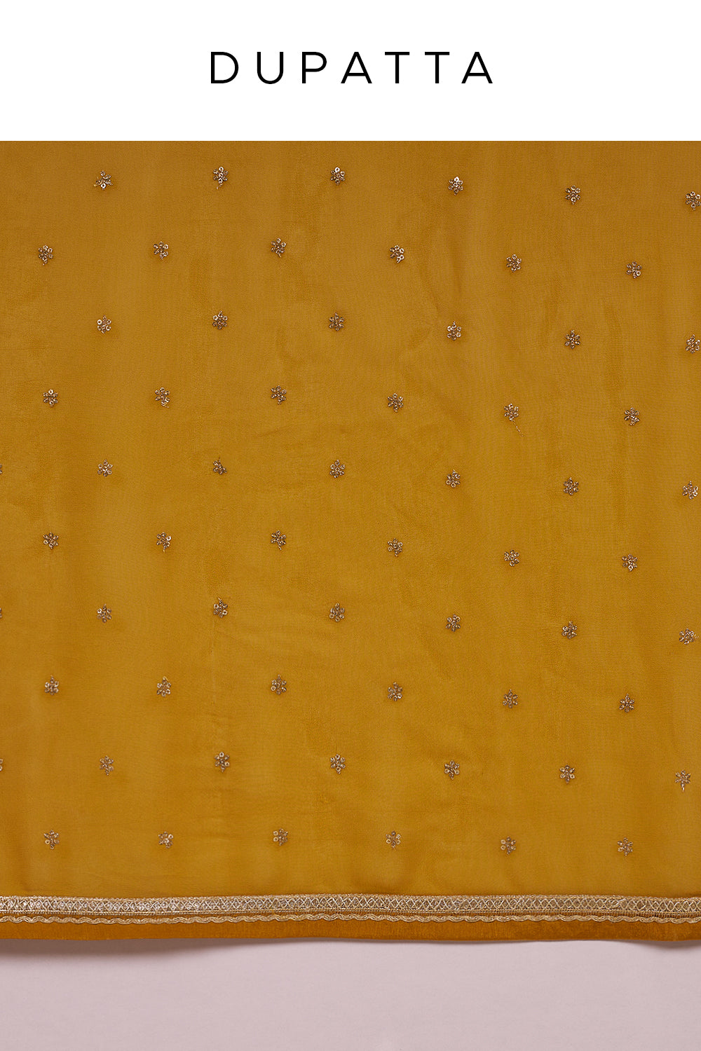 Mustard Yellow Satin Organza Lehenga Set with Resham Work