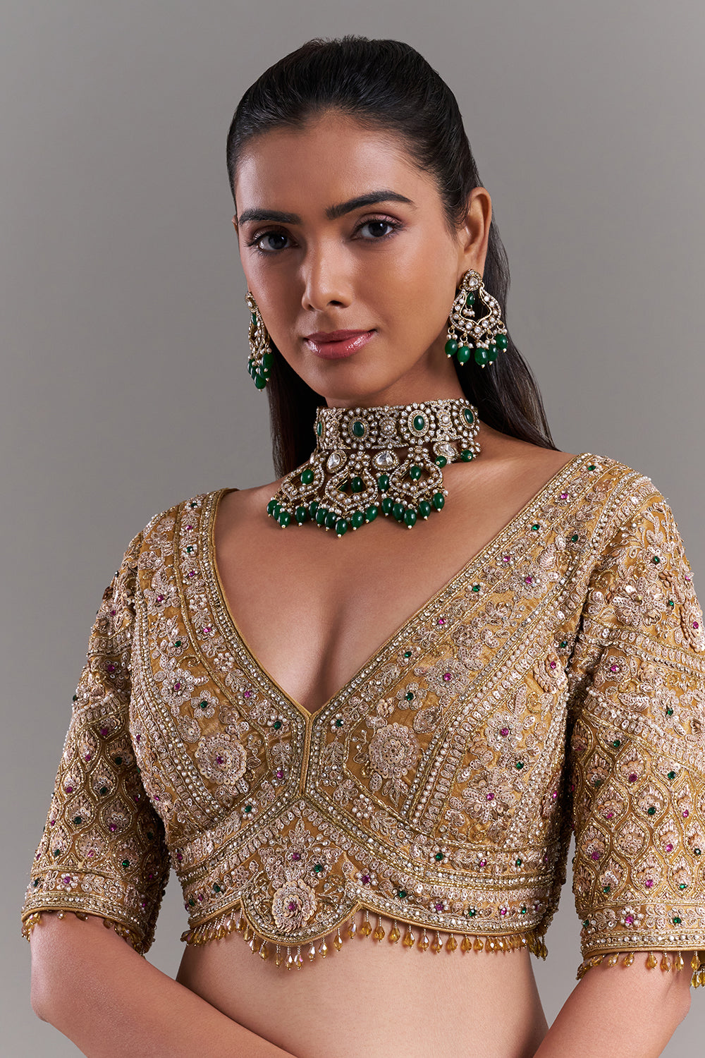 Mustard Yellow Shimmer Tissue Saree with Stitched Blouse