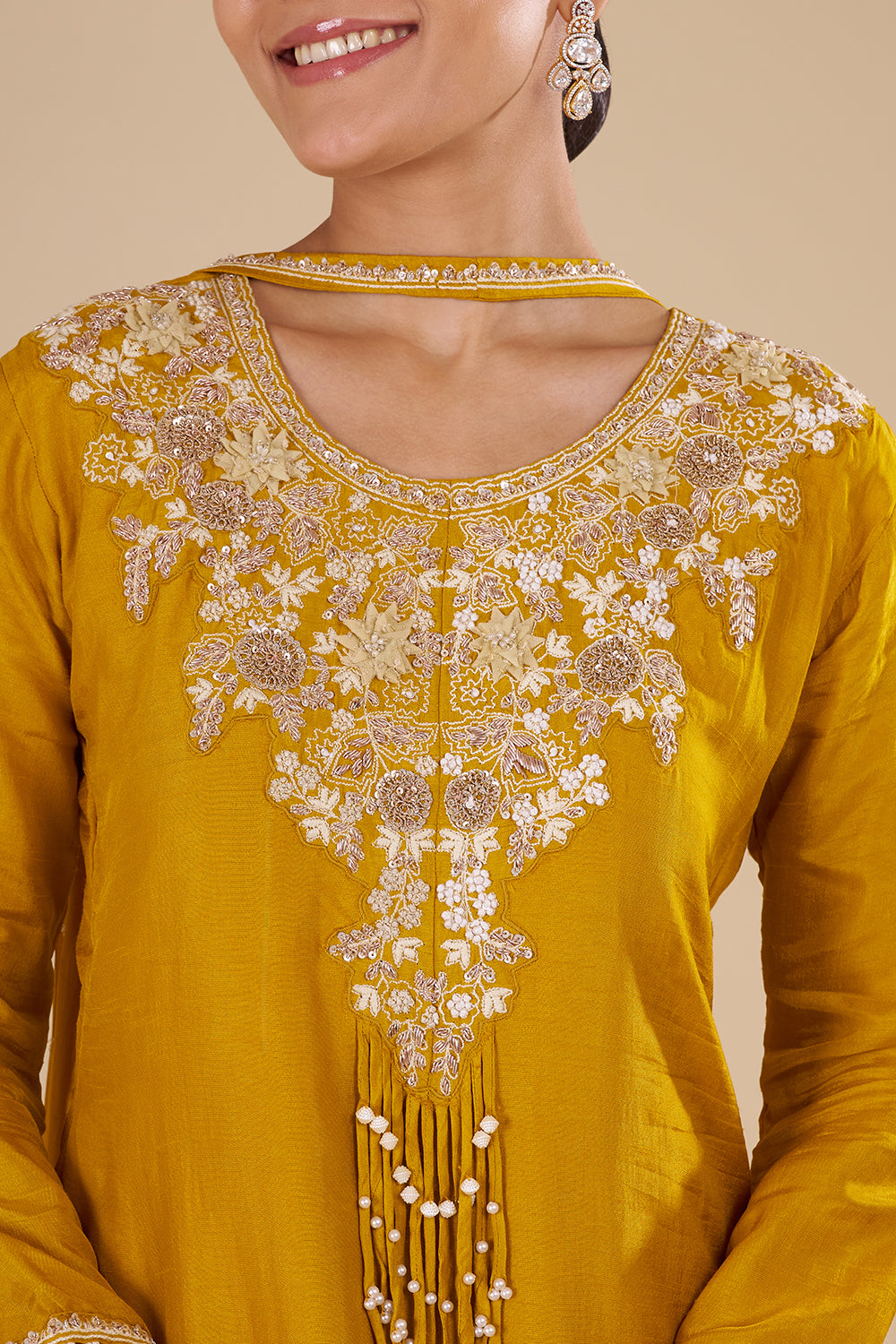 Mustard Yellow Silk Blend Kurta Set