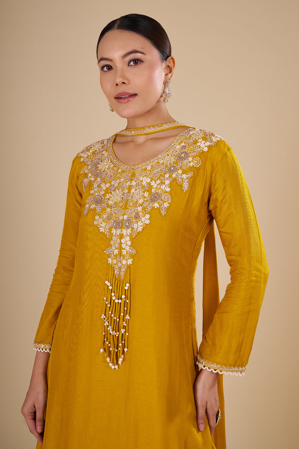 Mustard Yellow Silk Blend Kurta Set