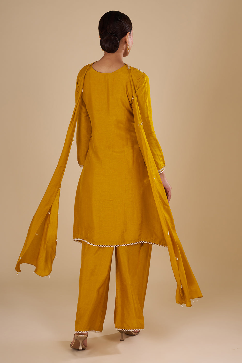 Mustard Yellow Silk Blend Kurta Set