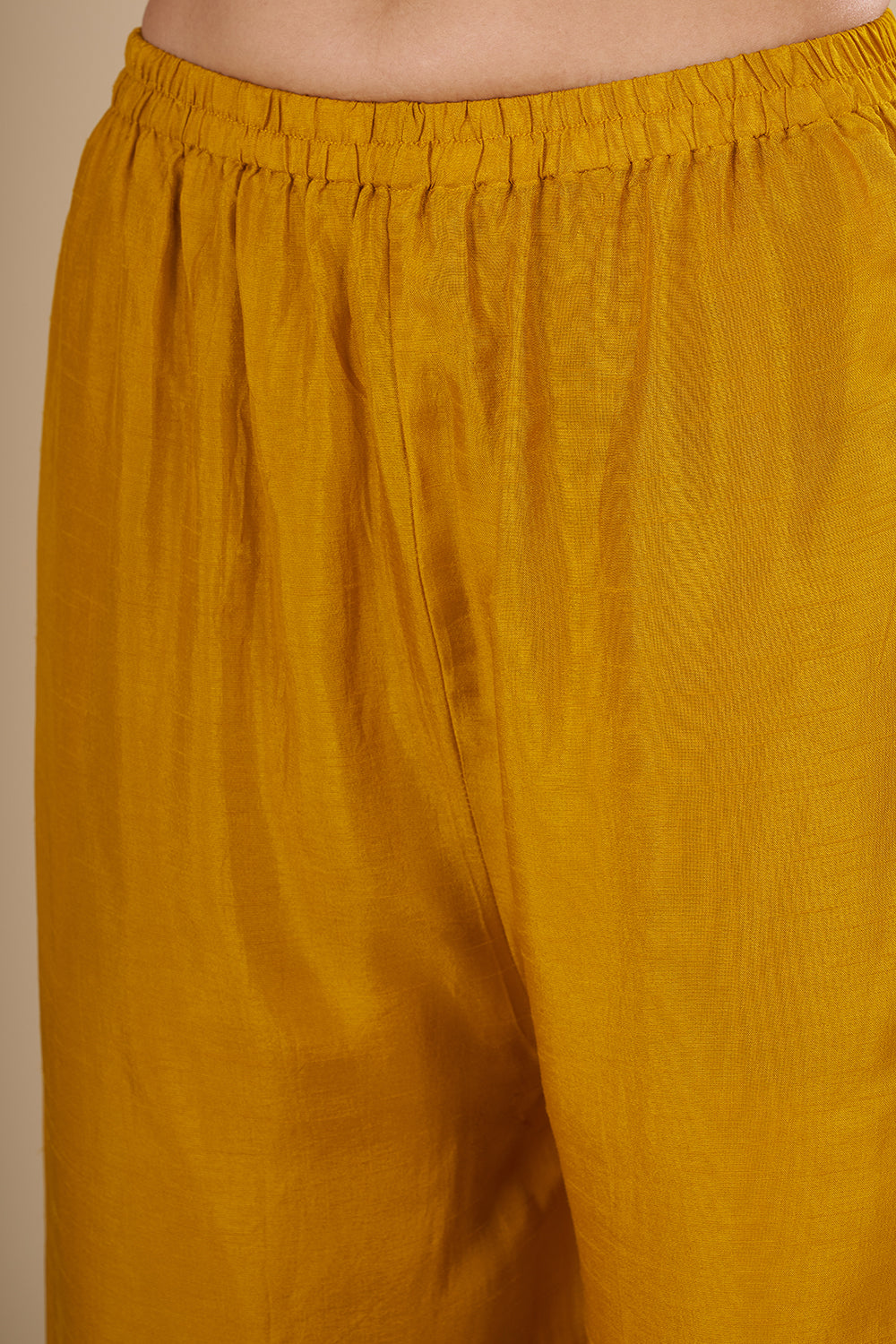 Mustard Yellow Silk Blend Kurta Set