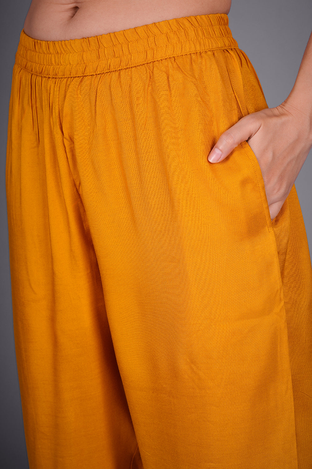 Mustard Yellow Silk Blend Kurta Set with Zari Buti Embroidery