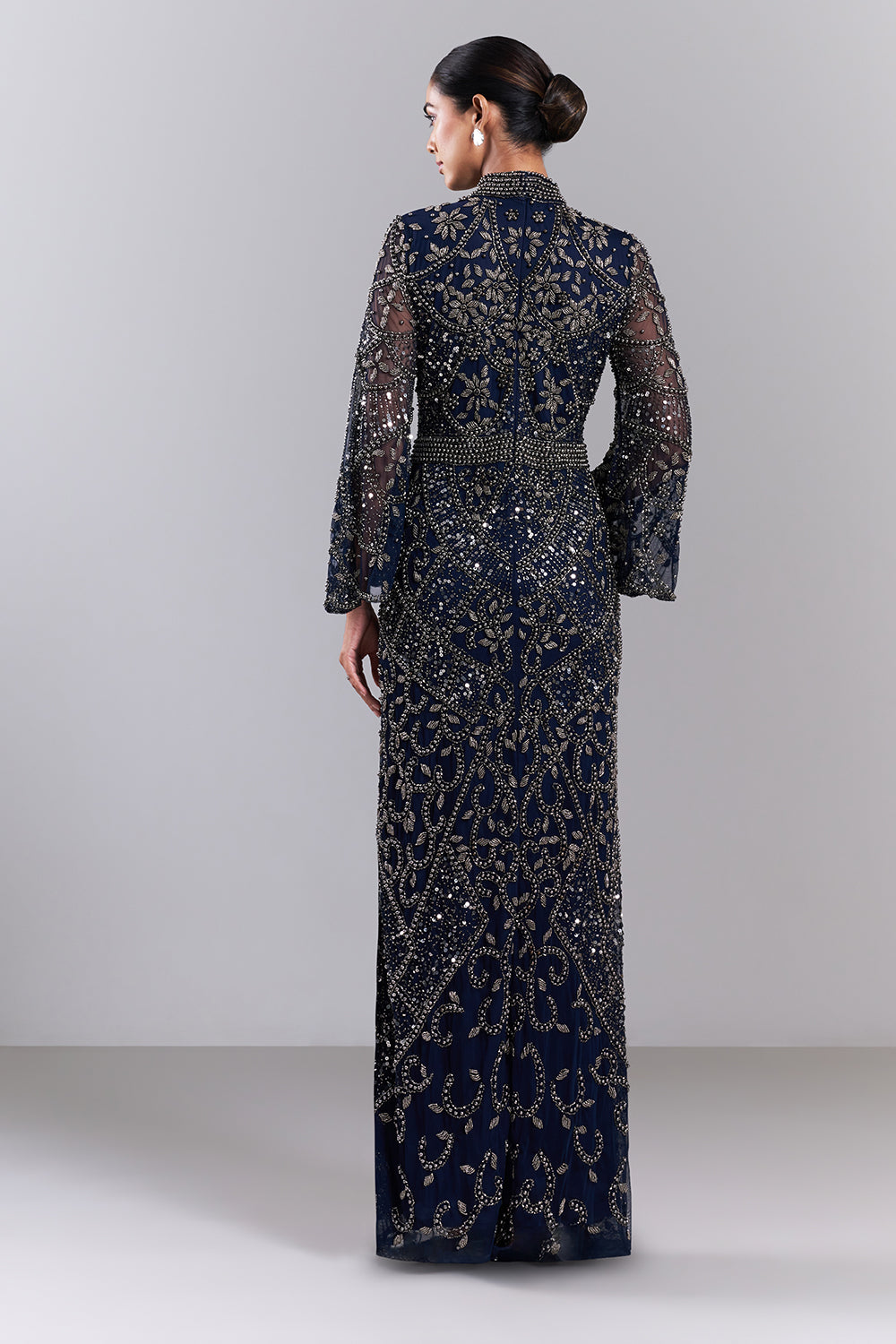 Navy Blue Embellished Net Gown