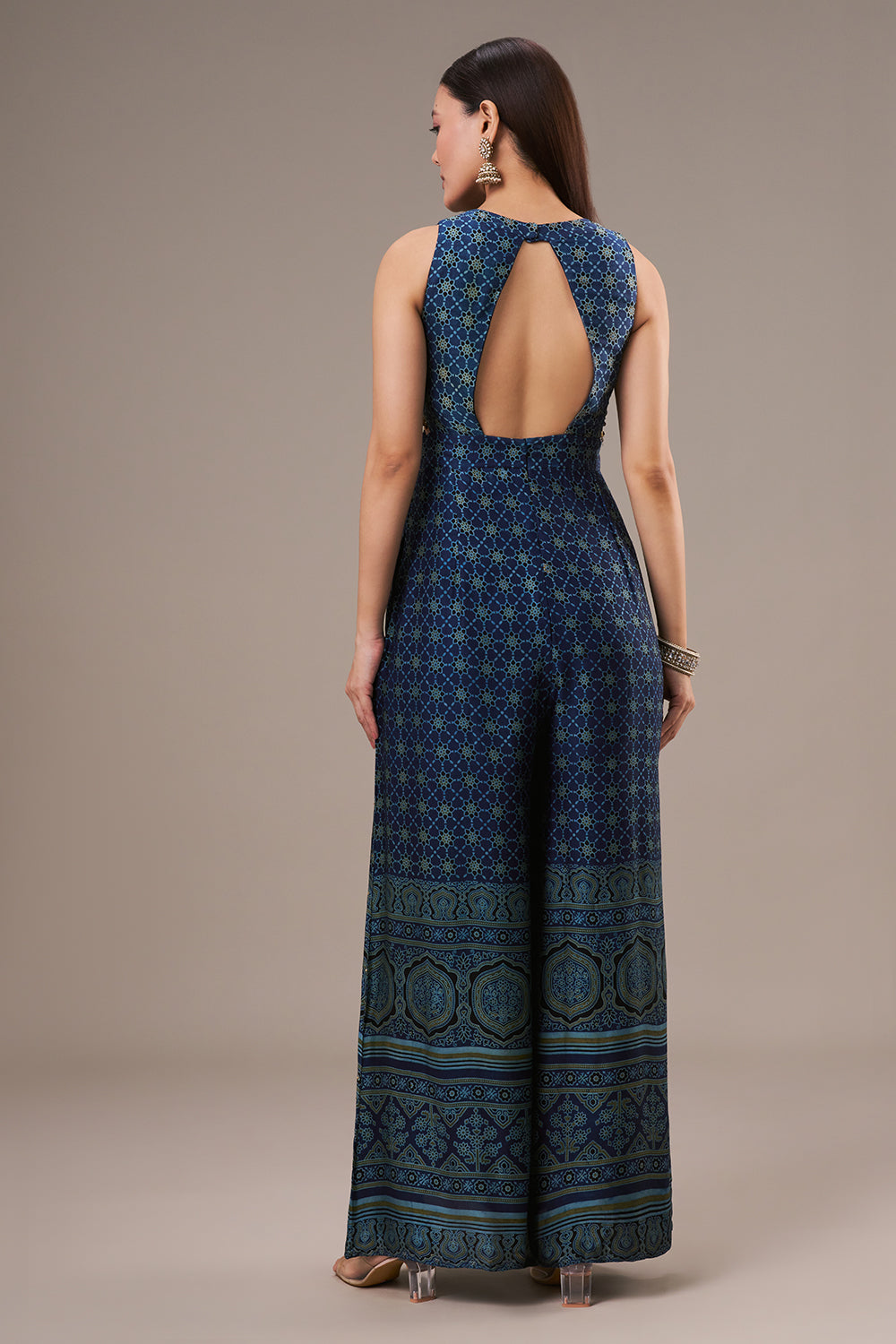 Navy Blue Modal Jumpsuit with Zardosi and Mirror Work