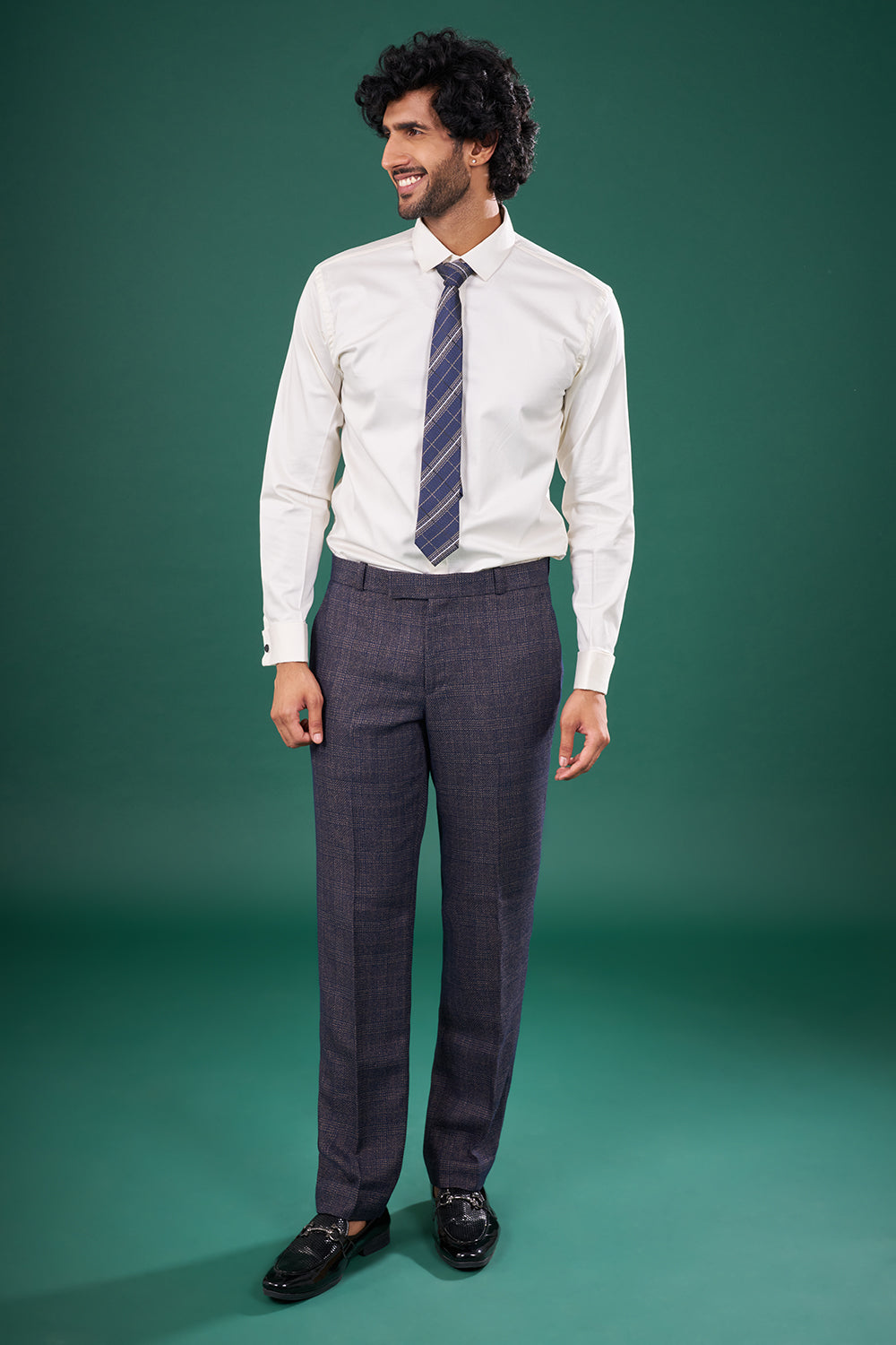 Navy Blue Rayon Three-Piece Suit