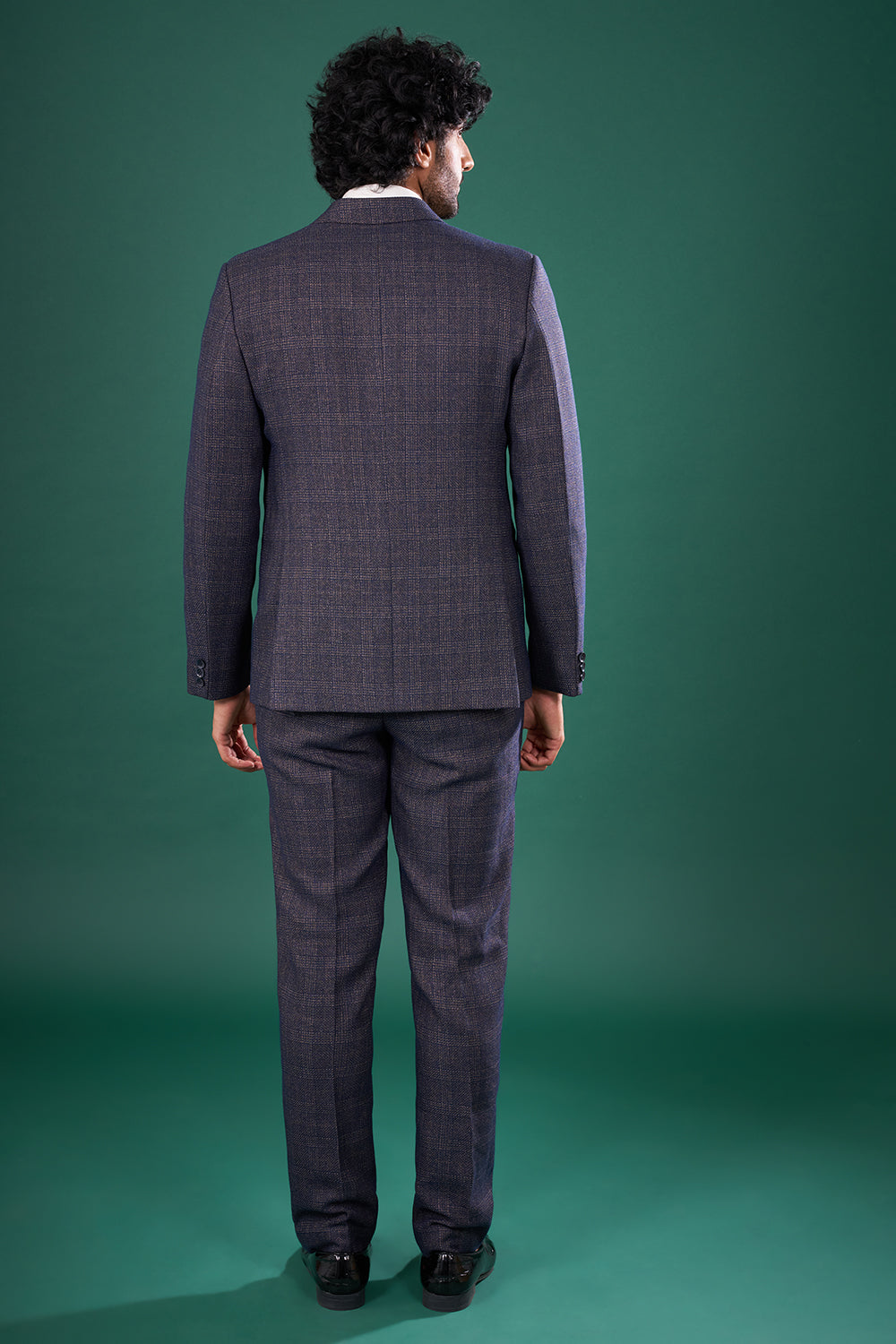 Navy Blue Rayon Three-Piece Suit