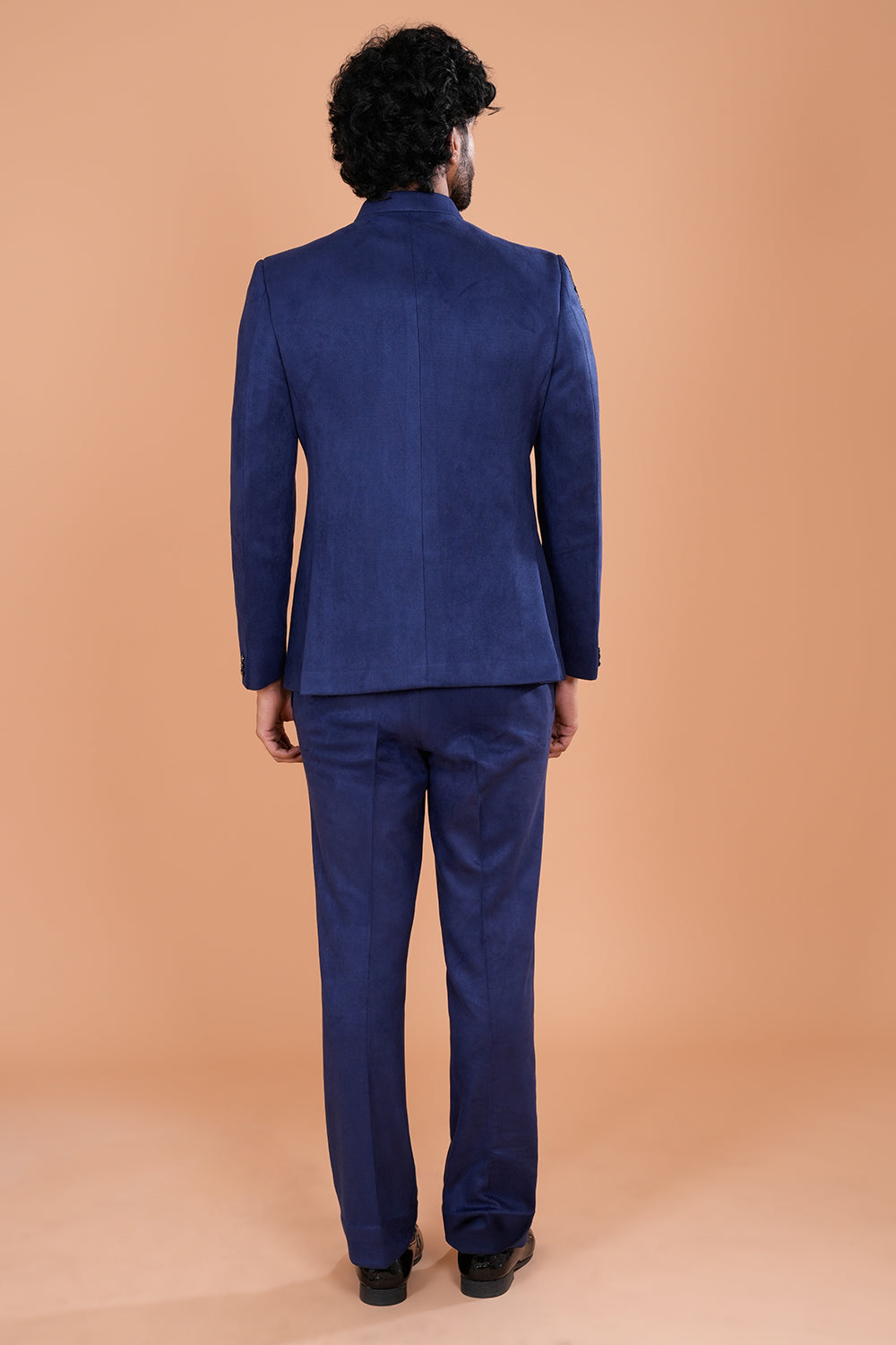 Navy Blue Suede Jodhpuri Set