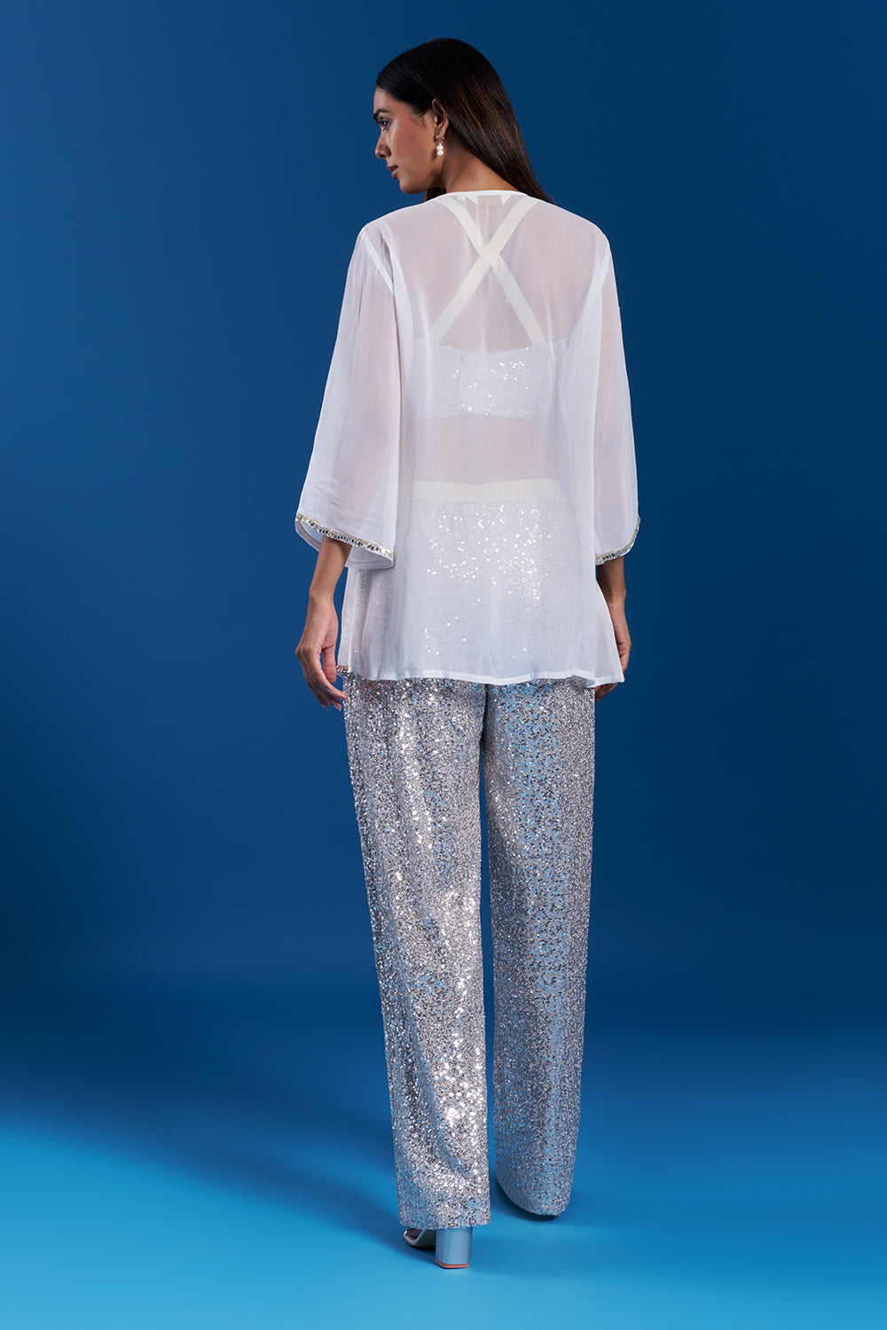 Off-White Co-ord Set with Sequin Work