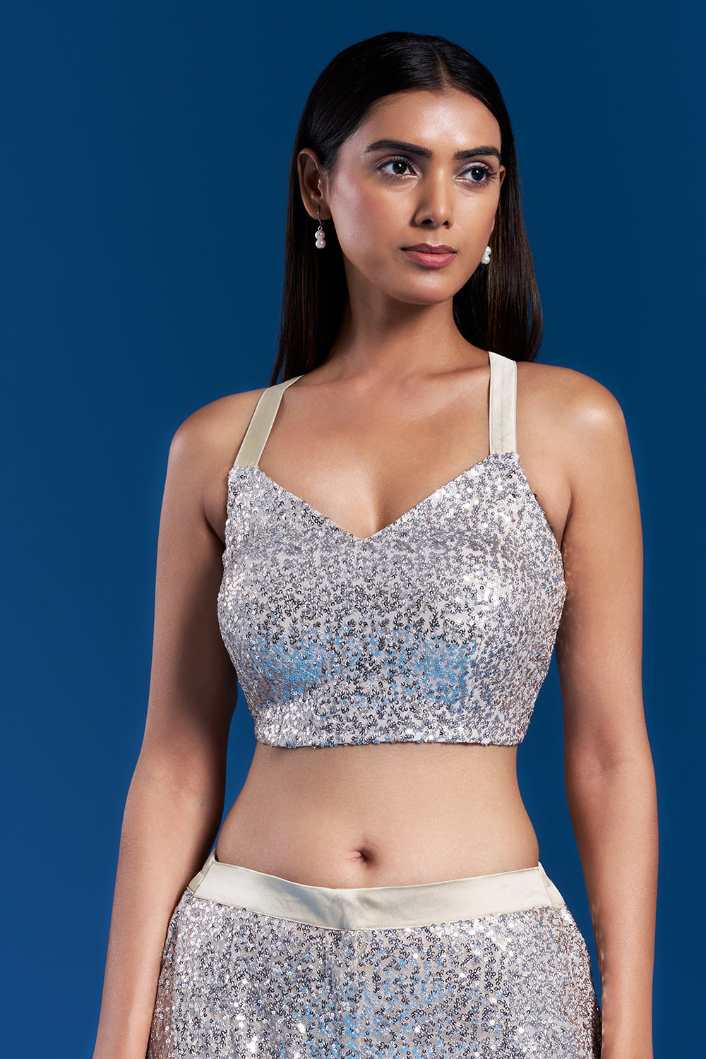 Off-White Co-ord Set with Sequin Work