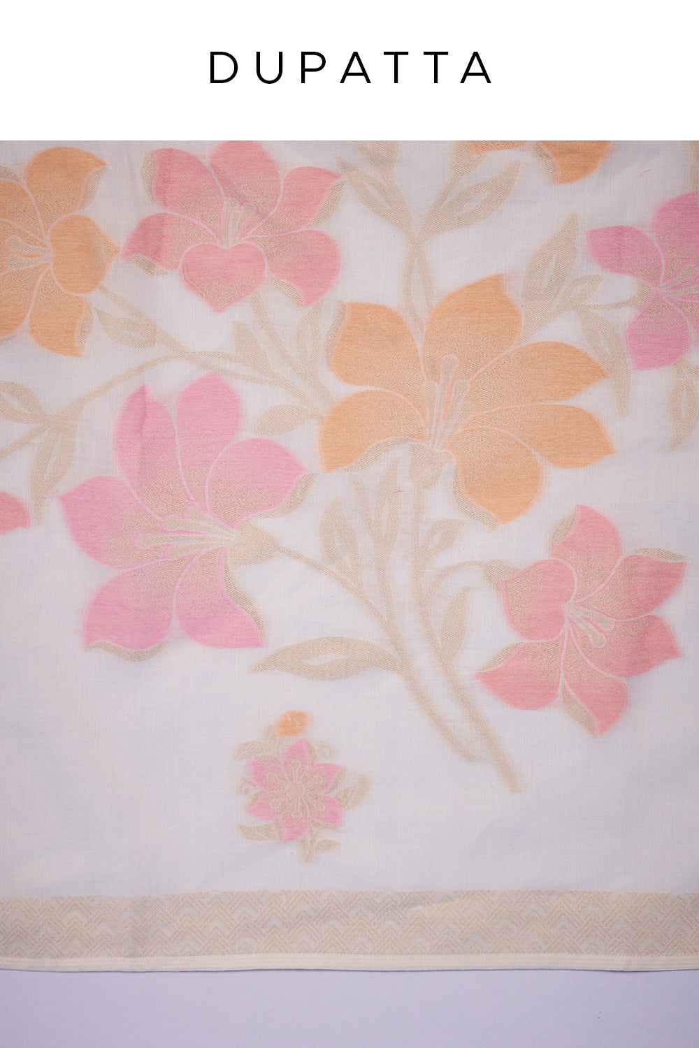 Off-White Cotton Kurta Set with Floral Embroidery