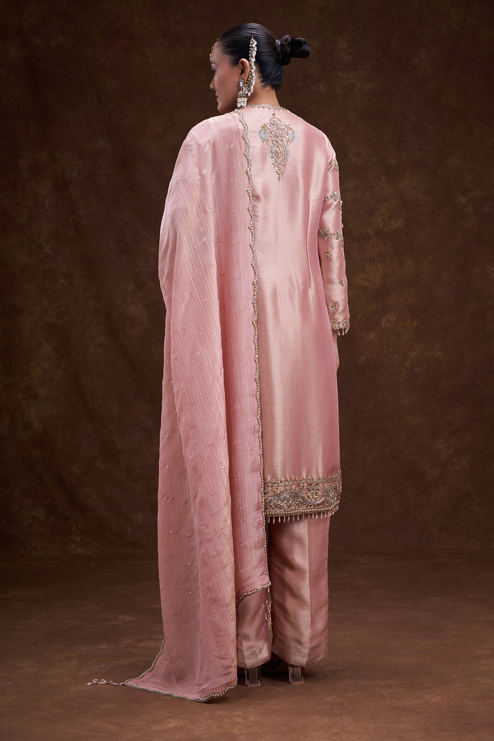 Old Rose Pink Front Open Jacket Set