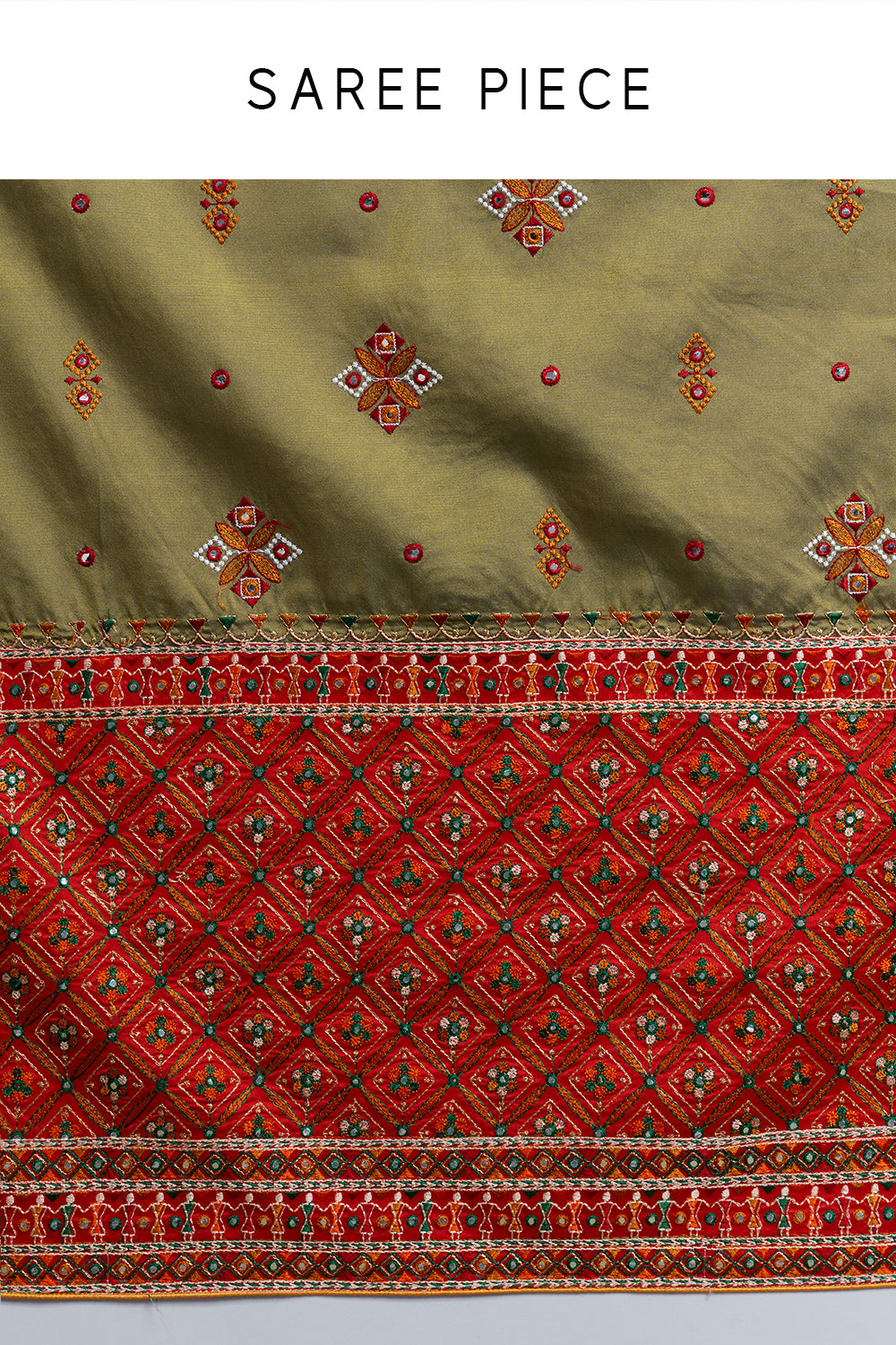 Olive Embroidered Soft Silk Festive Saree
