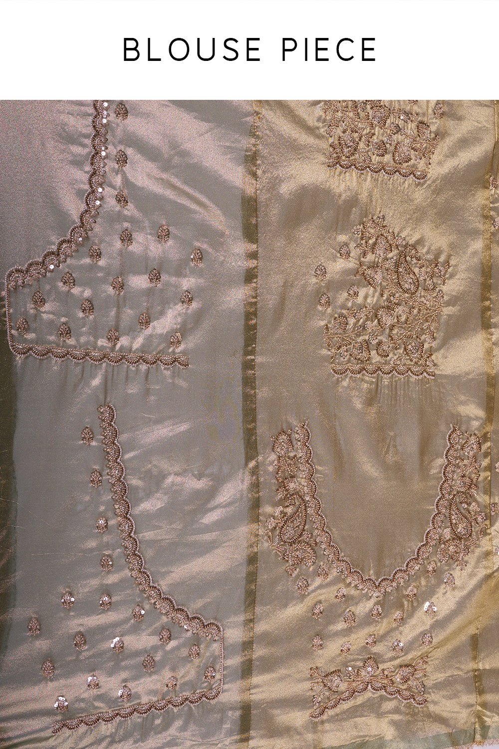Olive Gold Shimmer Saree with Sequinned Border and Unstitched Blouse