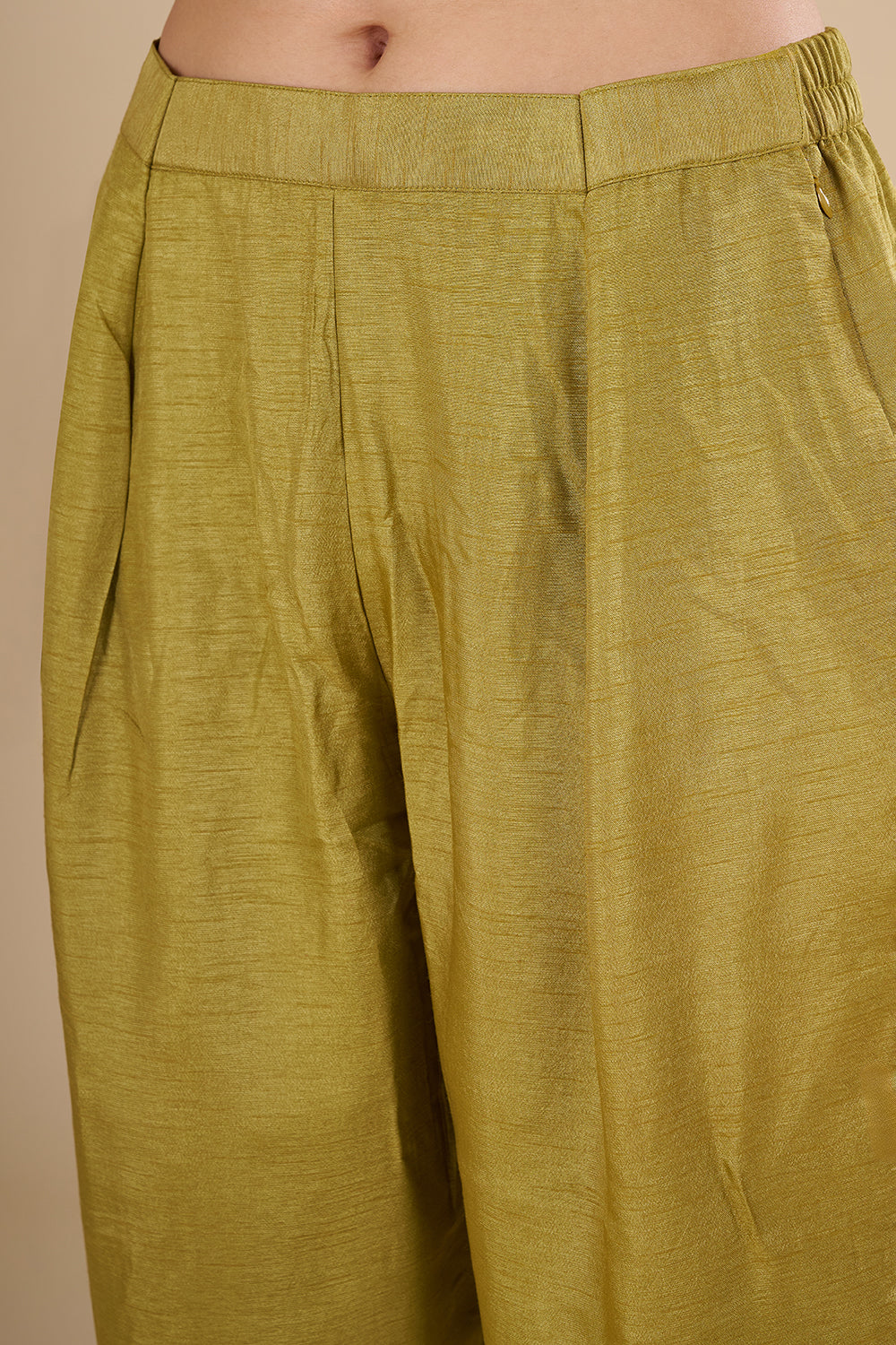Olive Green Silk Blend Anarkali Set