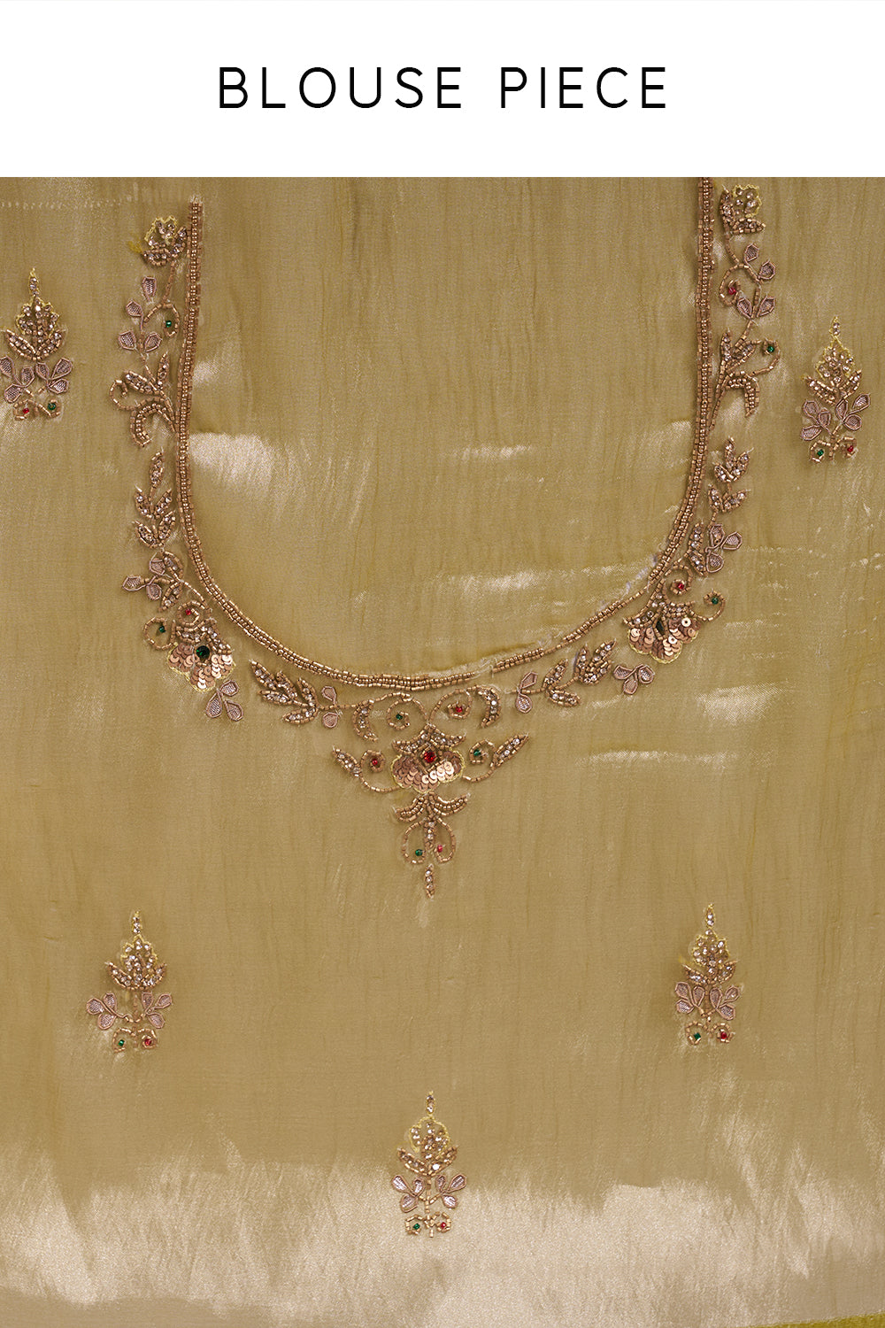 Olive Lime Shimmer Saree with Sequinned Border and Unstitched Blouse