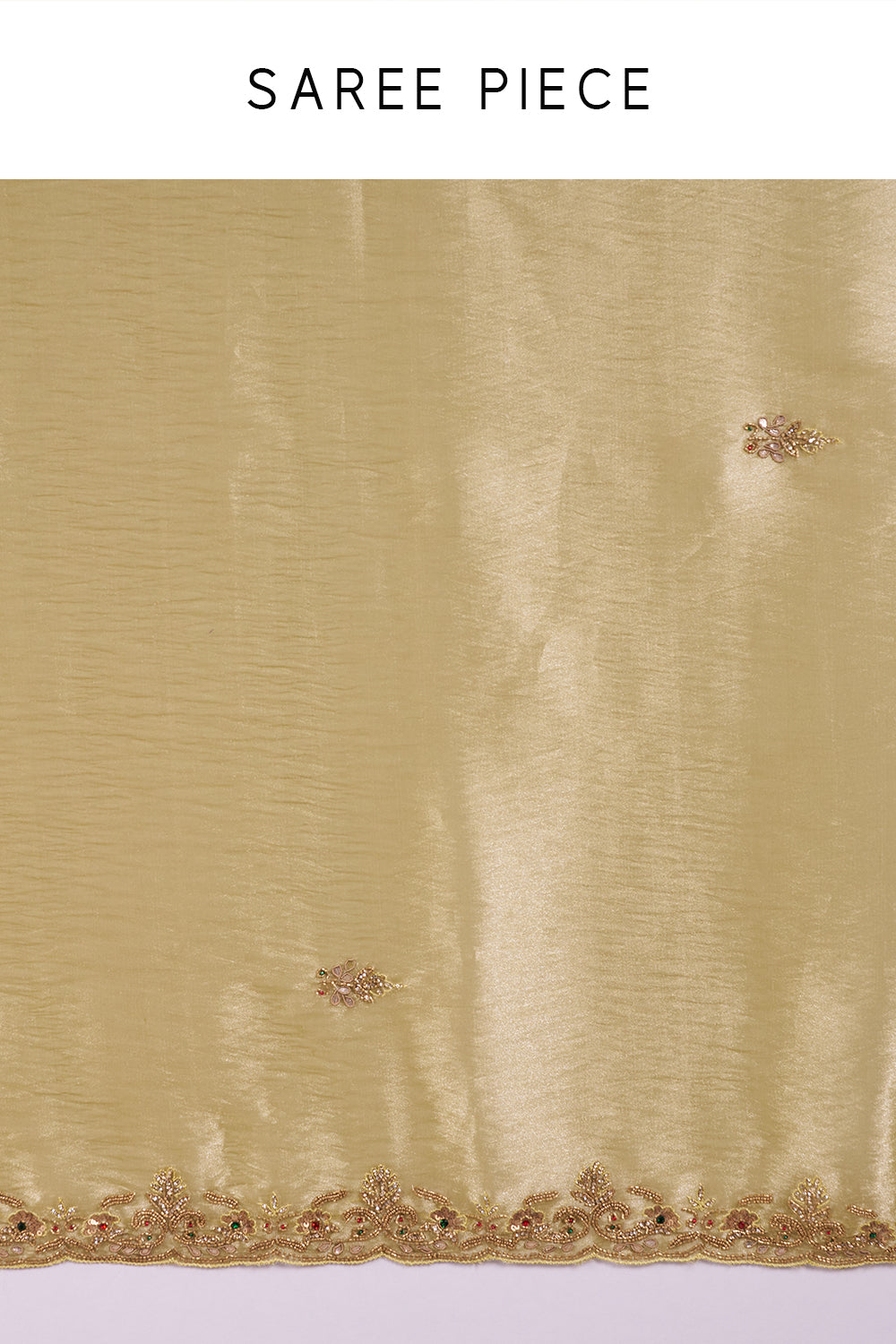 Olive Lime Shimmer Saree with Sequinned Border and Unstitched Blouse