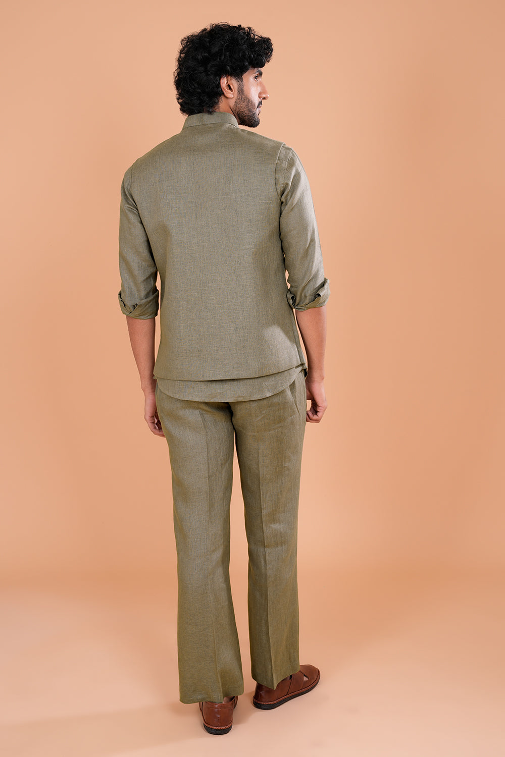 Olive Regal Crest Linen Men's Bundi Set