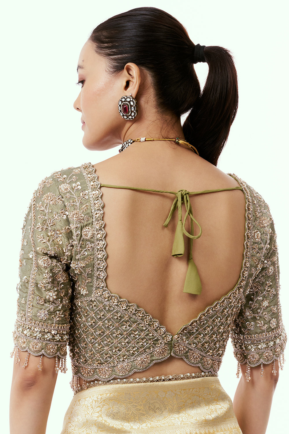 Ombre Banarasi Tissue Silk Ready-to-Wear Saree and Stitched Blouse