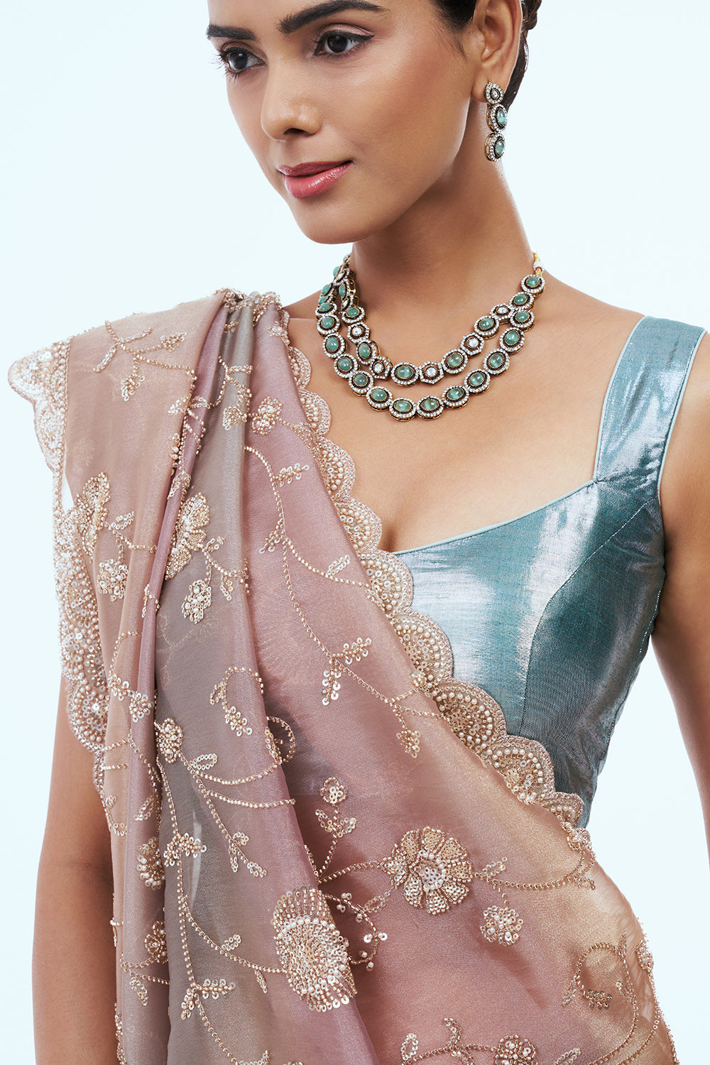 Ombré Shimmer Organza Saree with Cutdana Work