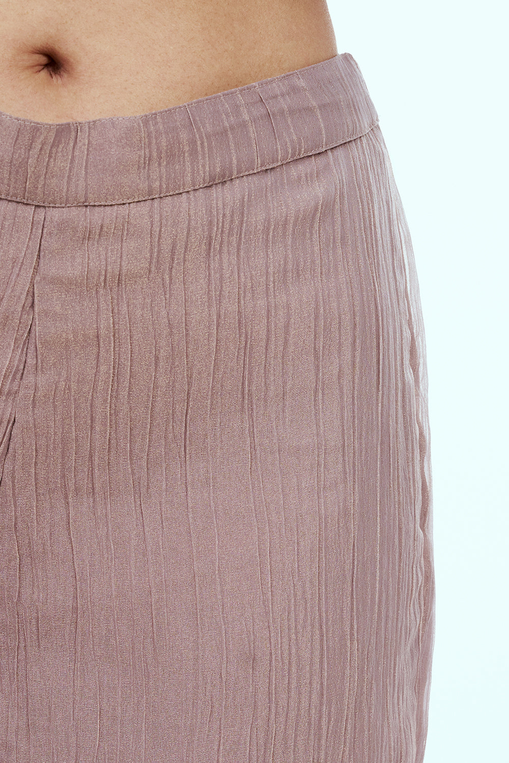 Onion Pink Crushed Tissue Palazzo with Aari Work