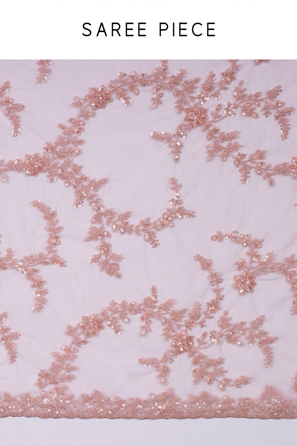 Onion Pink Net Saree with Sequin Embroidery