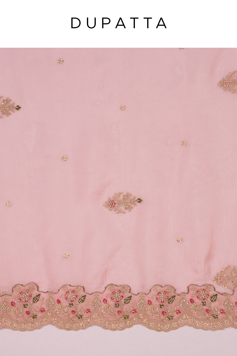 Onion Pink Pure Silk Lehenga Set with Buti Embroidery