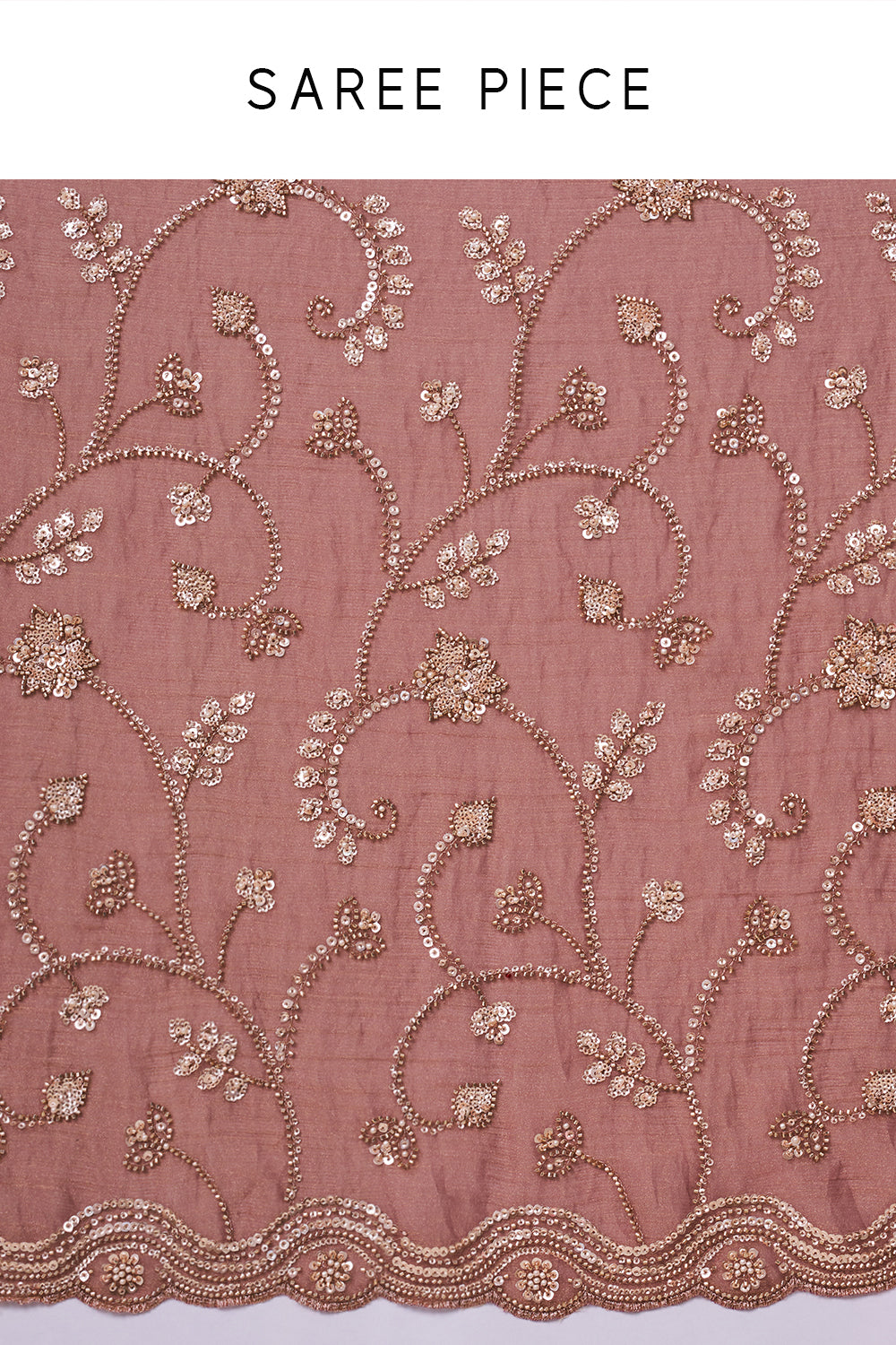 Onion Pink Shimmer Crush Saree with Sequin and Cutdana Work
