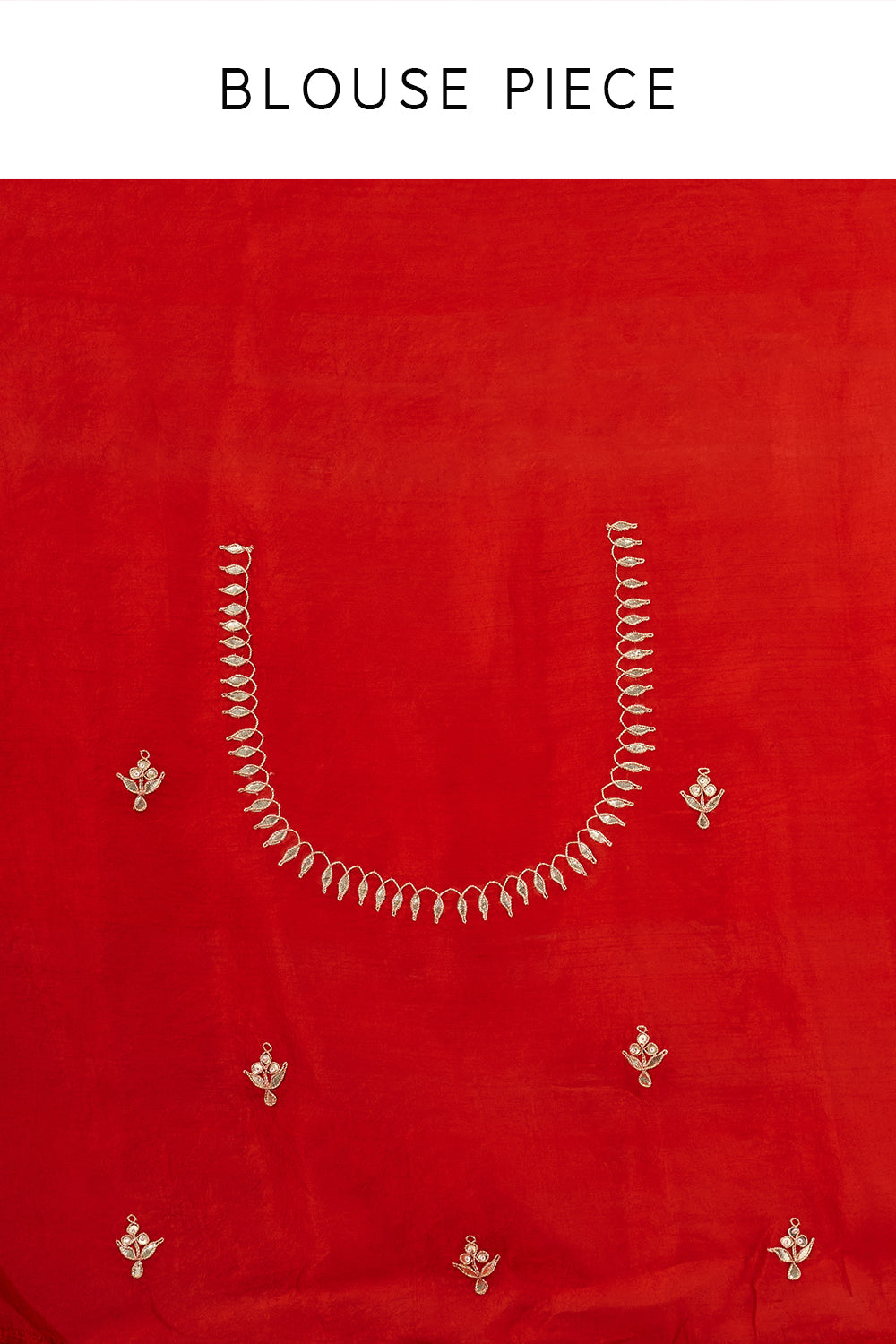 Orange and Red Organza Stripe Print Saree with Gota Work