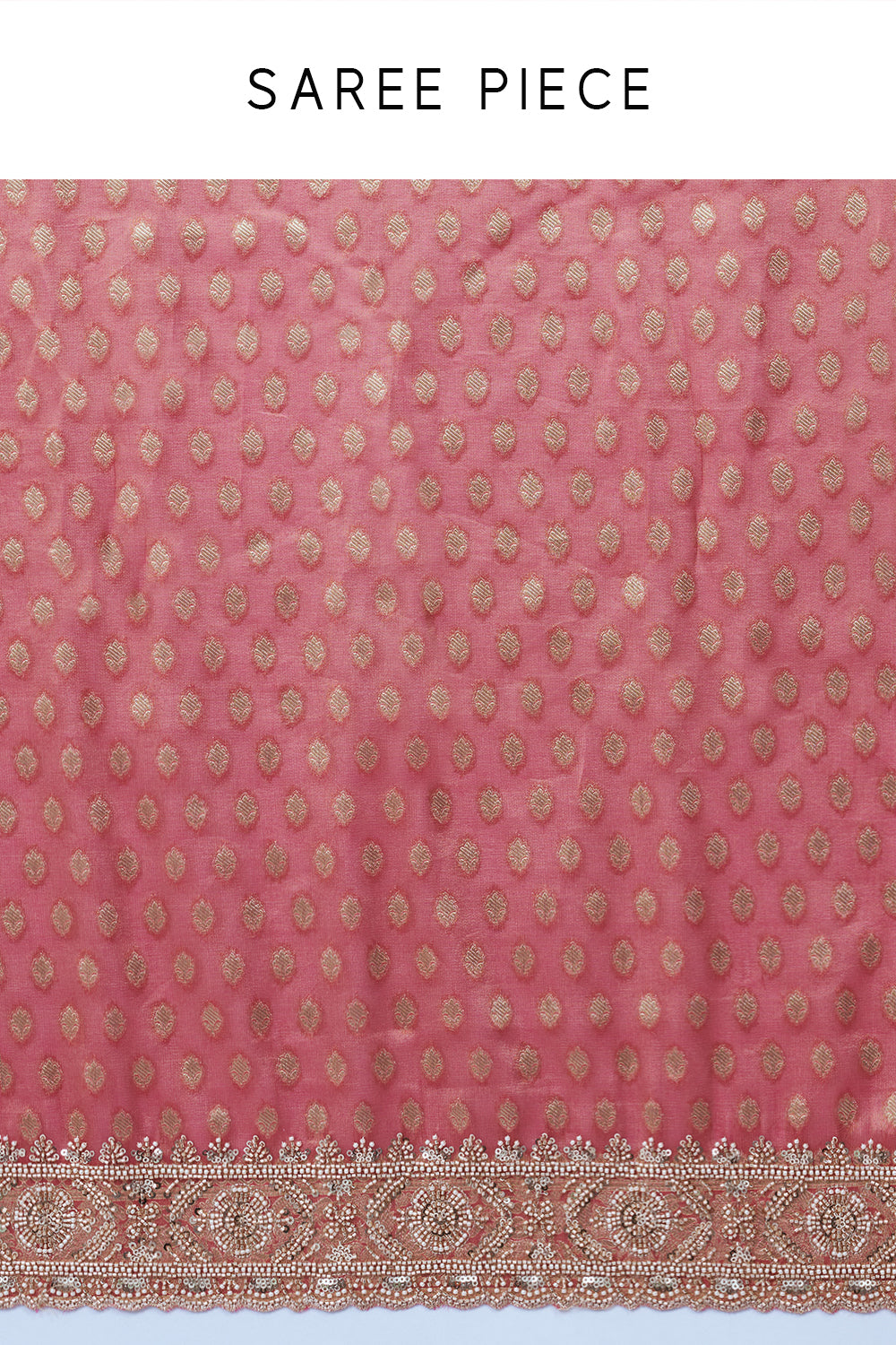 Pink Brocade Silk Saree with Bead Work