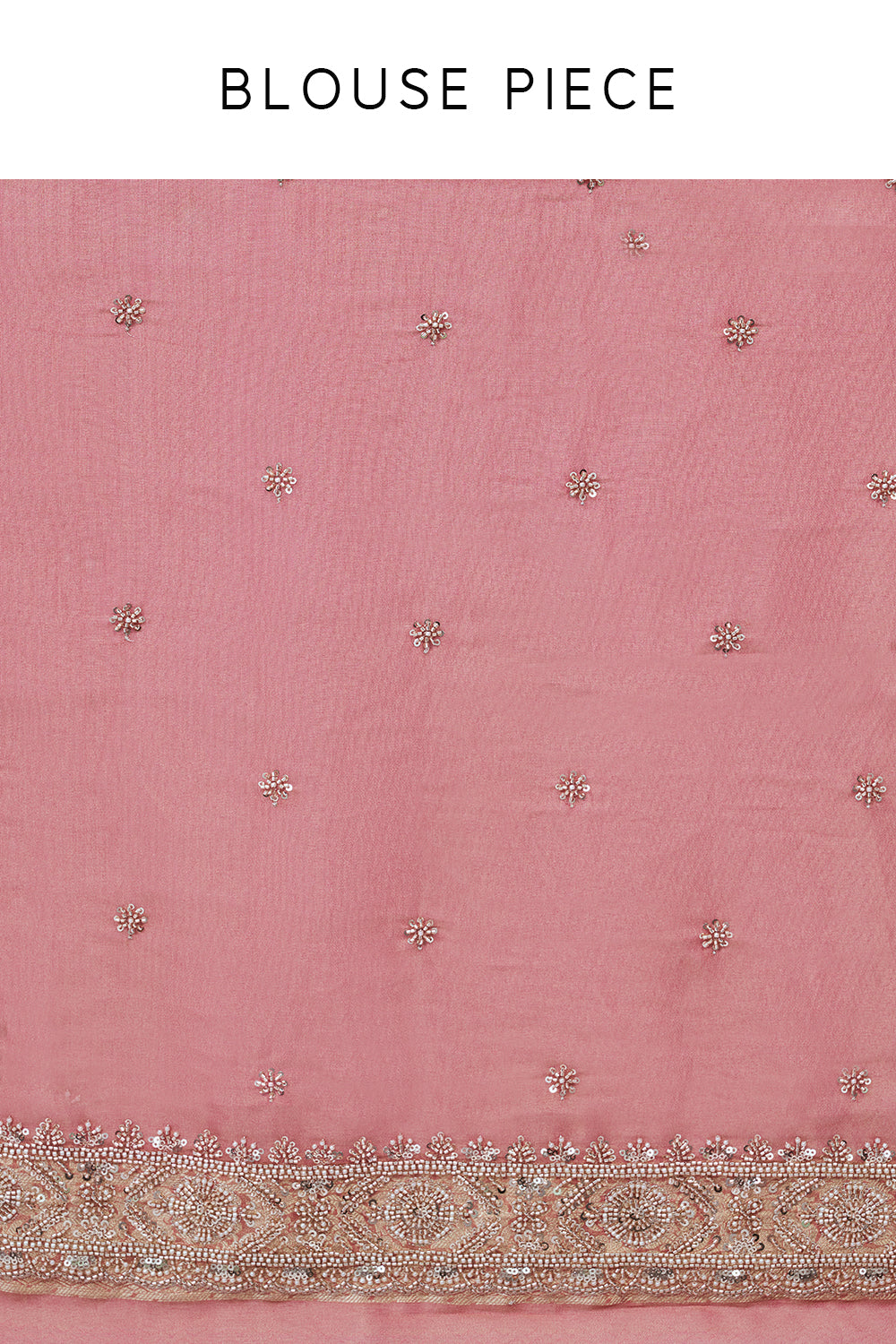 Pink Brocade Silk Saree with Bead Work